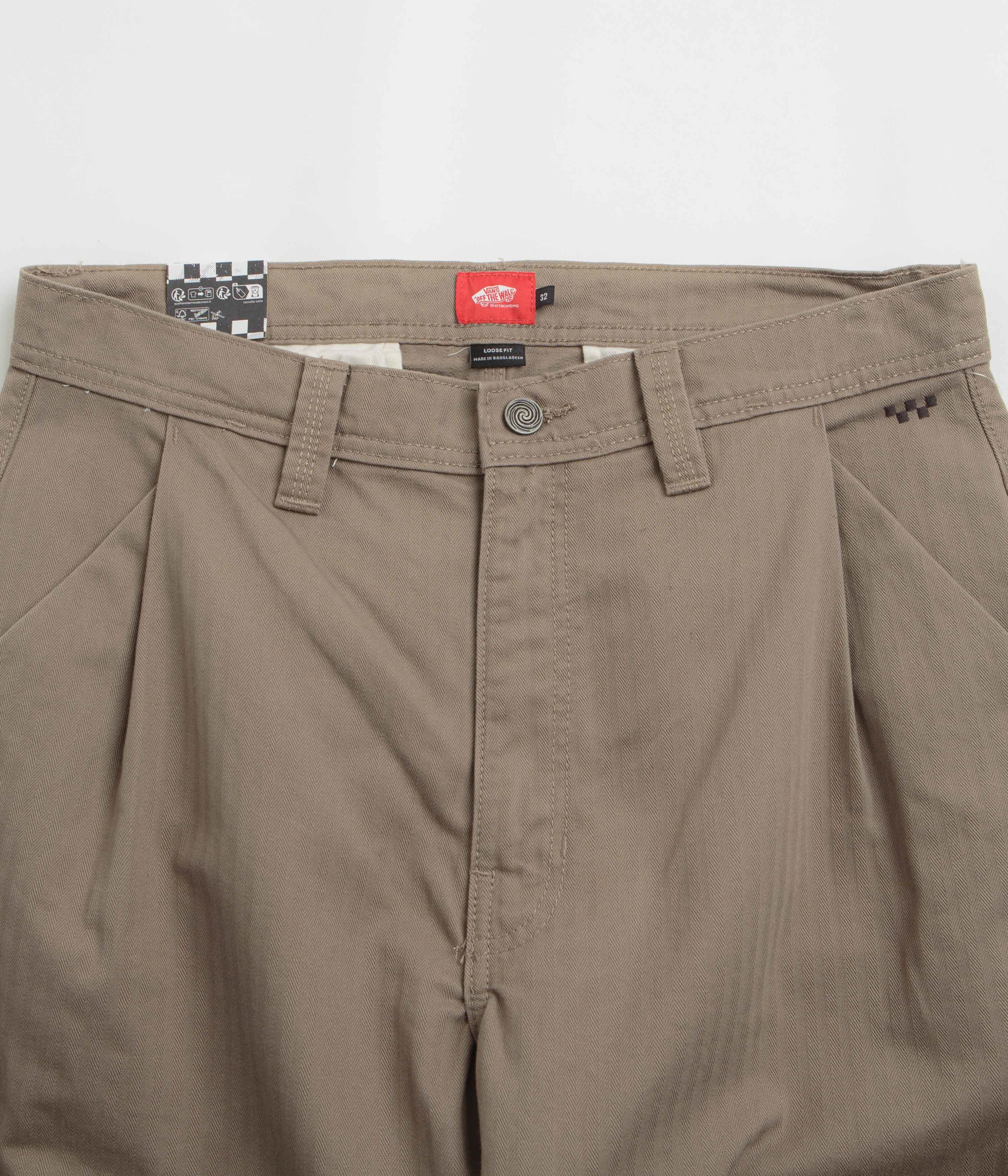 Smart Design Timeless Fit Vans Skate Loose Pleated Pants - Walnut