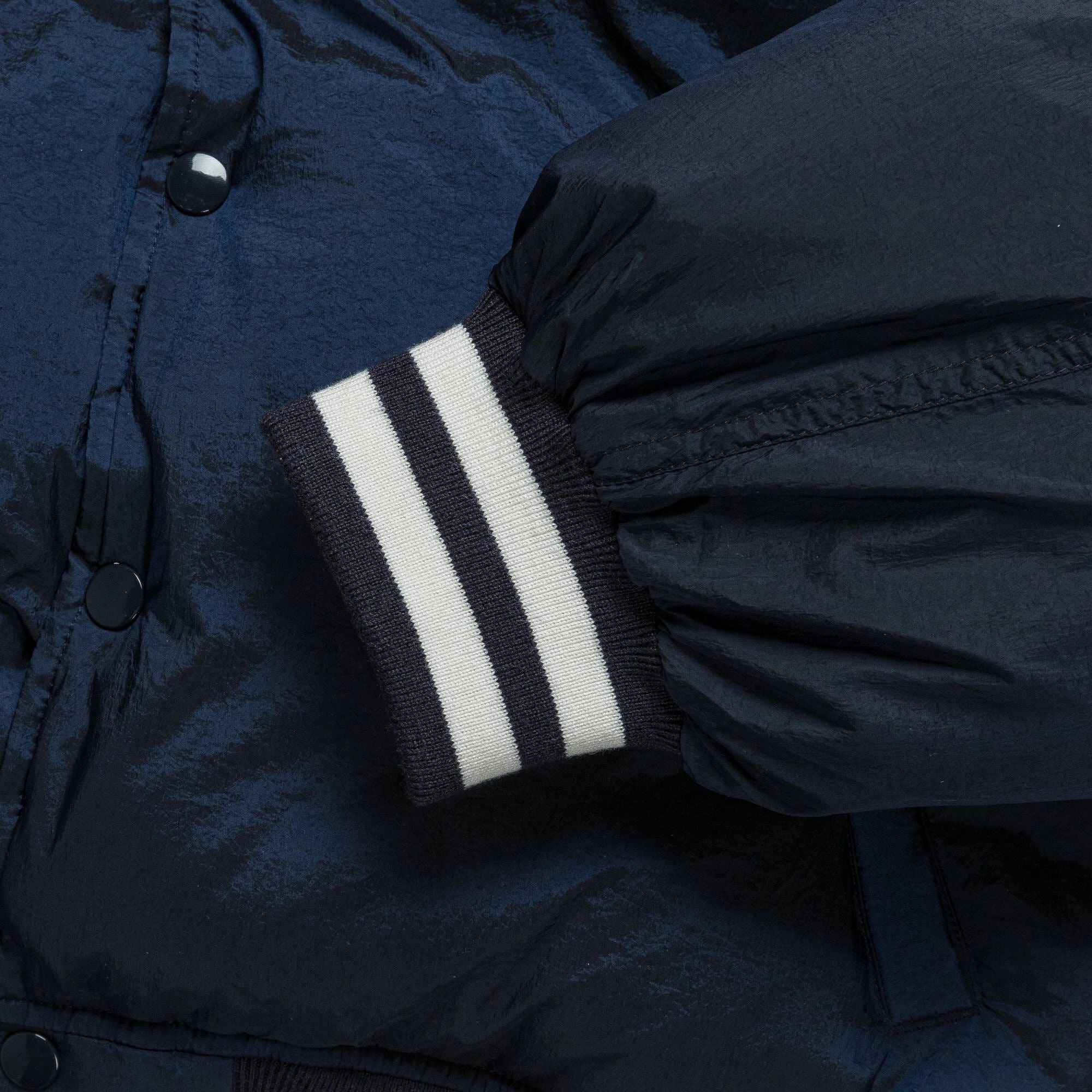 Layered Hem Design Detachable Components Varsity Down Jacket - Navy