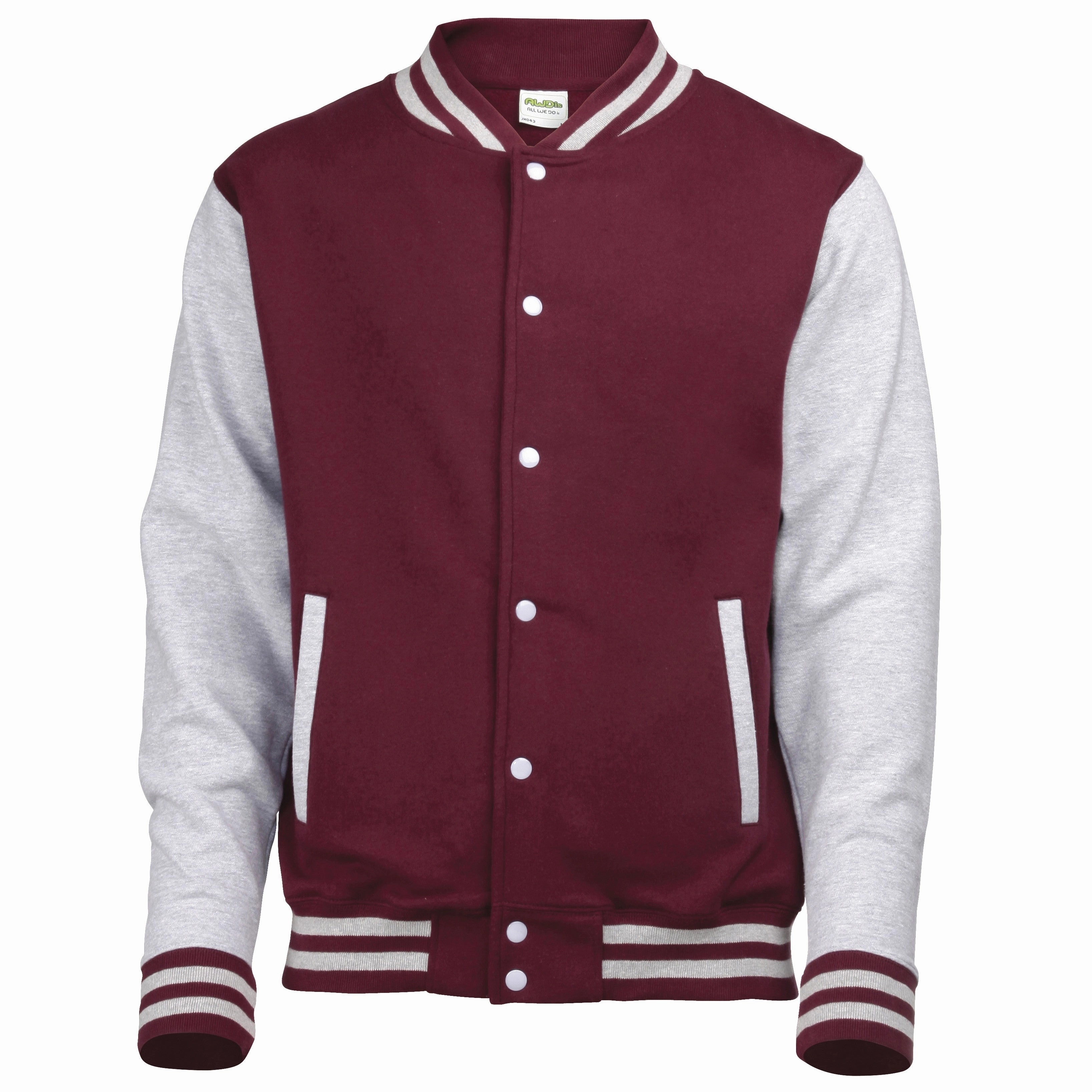 product formal casual balance Varsity Jacket | BURGUNDY/HEATHER GREY