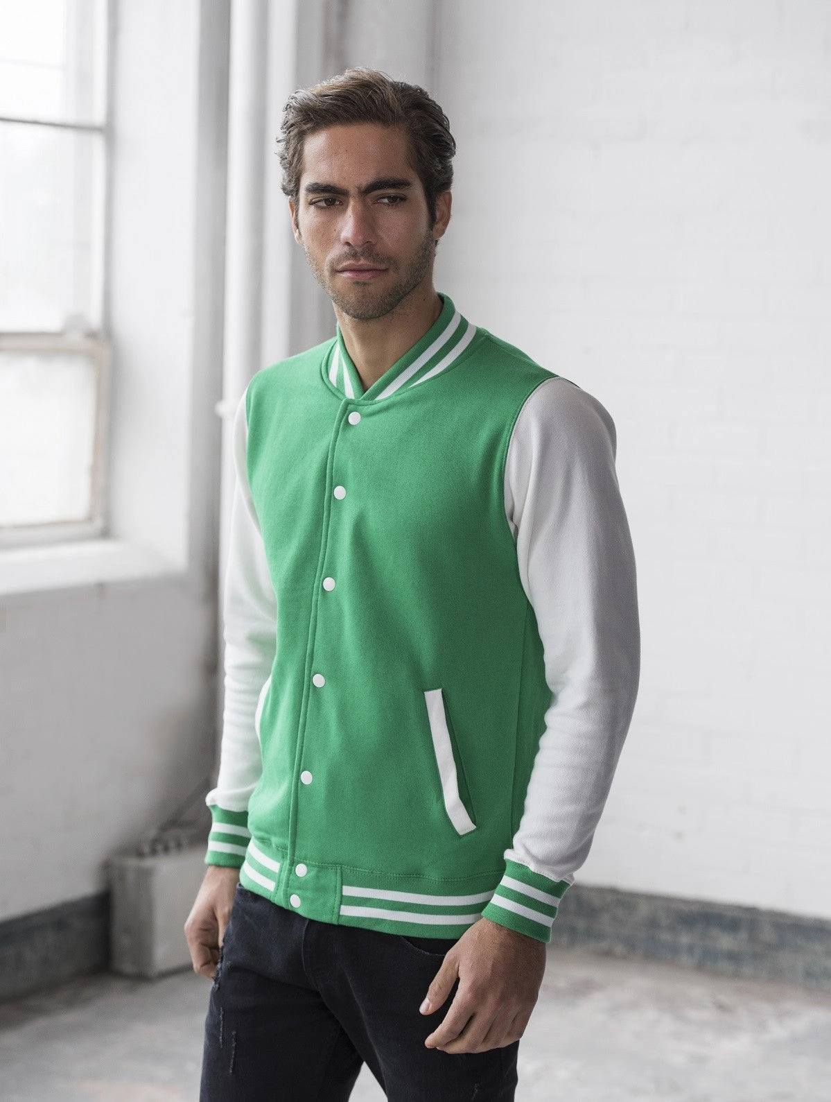 Durable Fabric Varsity Jacket | BURGUNDY/HEATHER GREY