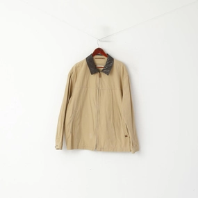 Camel Active Men XL Jacket Beige Cotton Classic Plain Safari Full Zip Top Rain Break