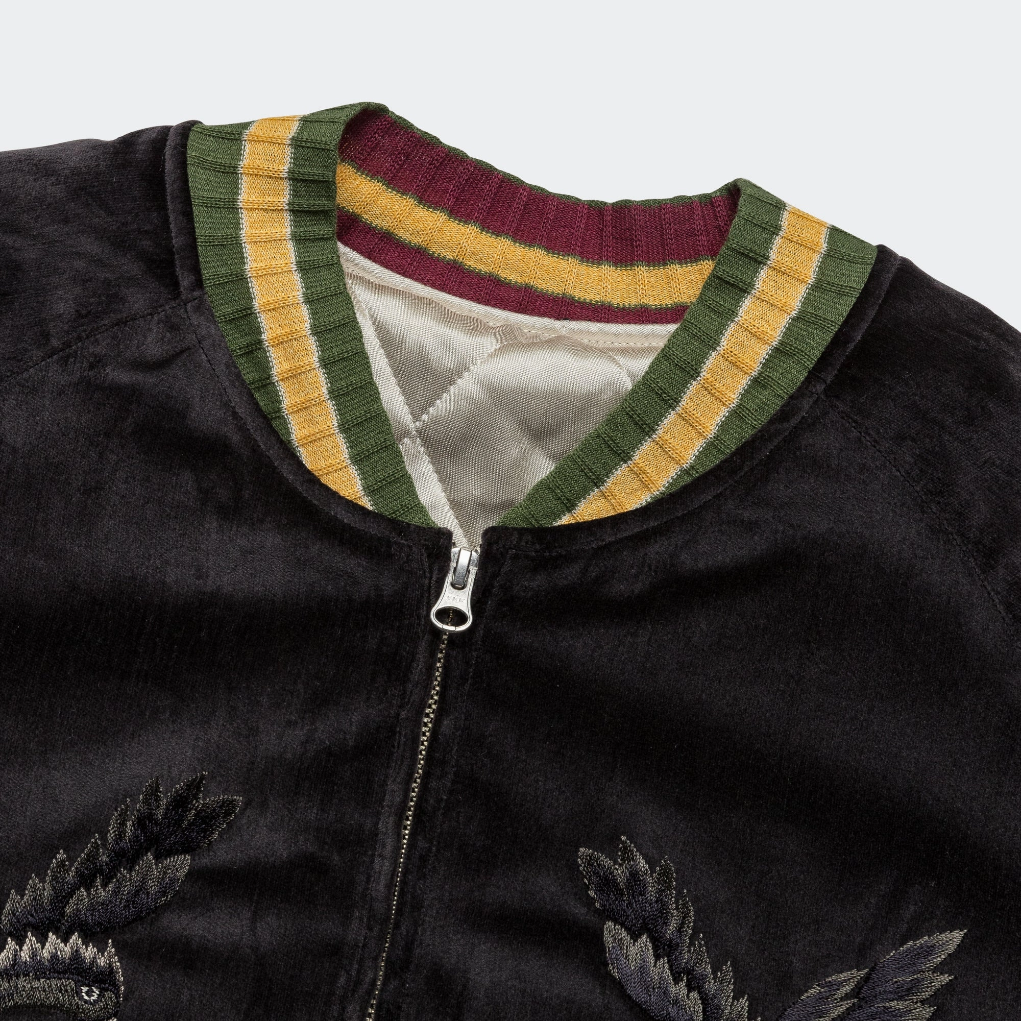 Shock Absorbent Padding Light Protection Velveteen Souvenir JKT Raven & Skull - Black