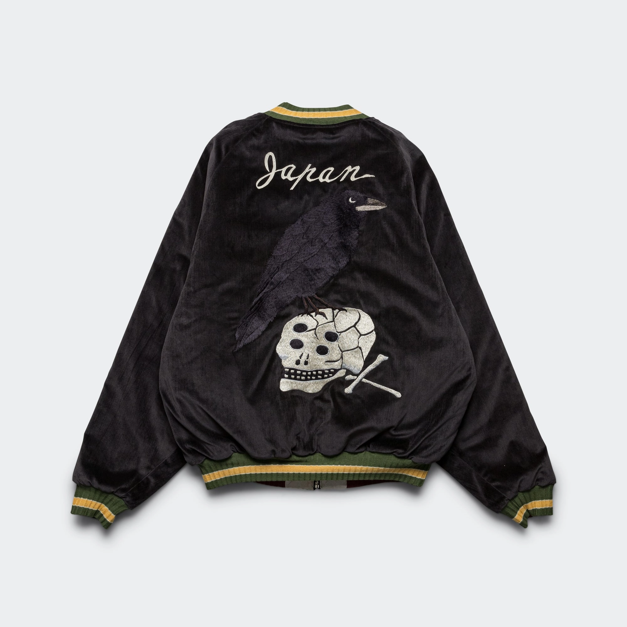 Velveteen Souvenir JKT Raven & Skull - Black Trendy Must Have Thermo Regulating Fabric