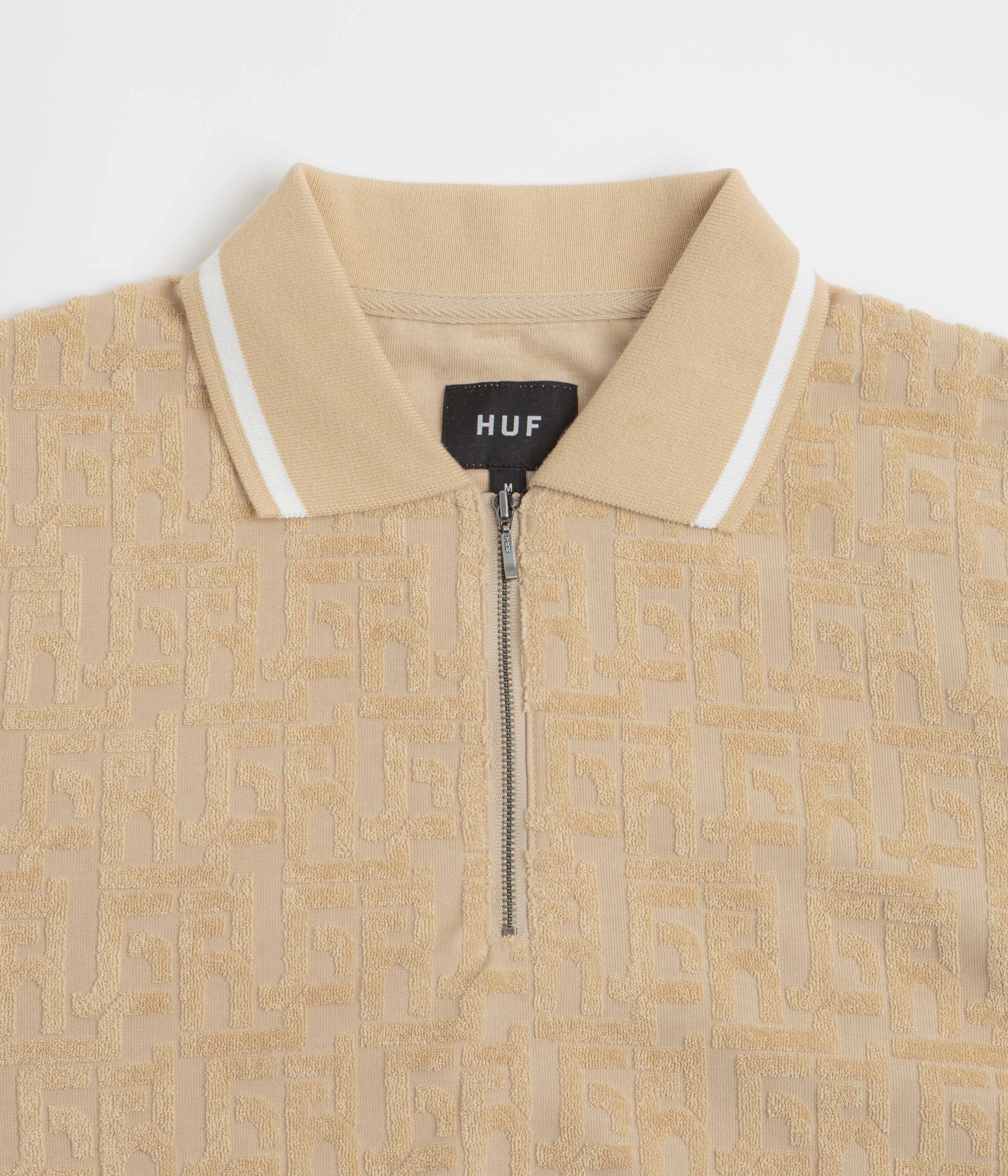 HUF Tether Jacquard 1/4 Zip Polo Shirt - Twill UV Protection Asymmetrical Cut