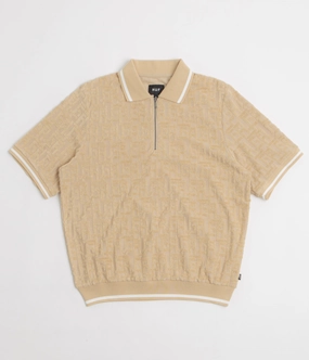 HUF Tether Jacquard 1/4 Zip Polo Shirt - Twill Fitted Shape
