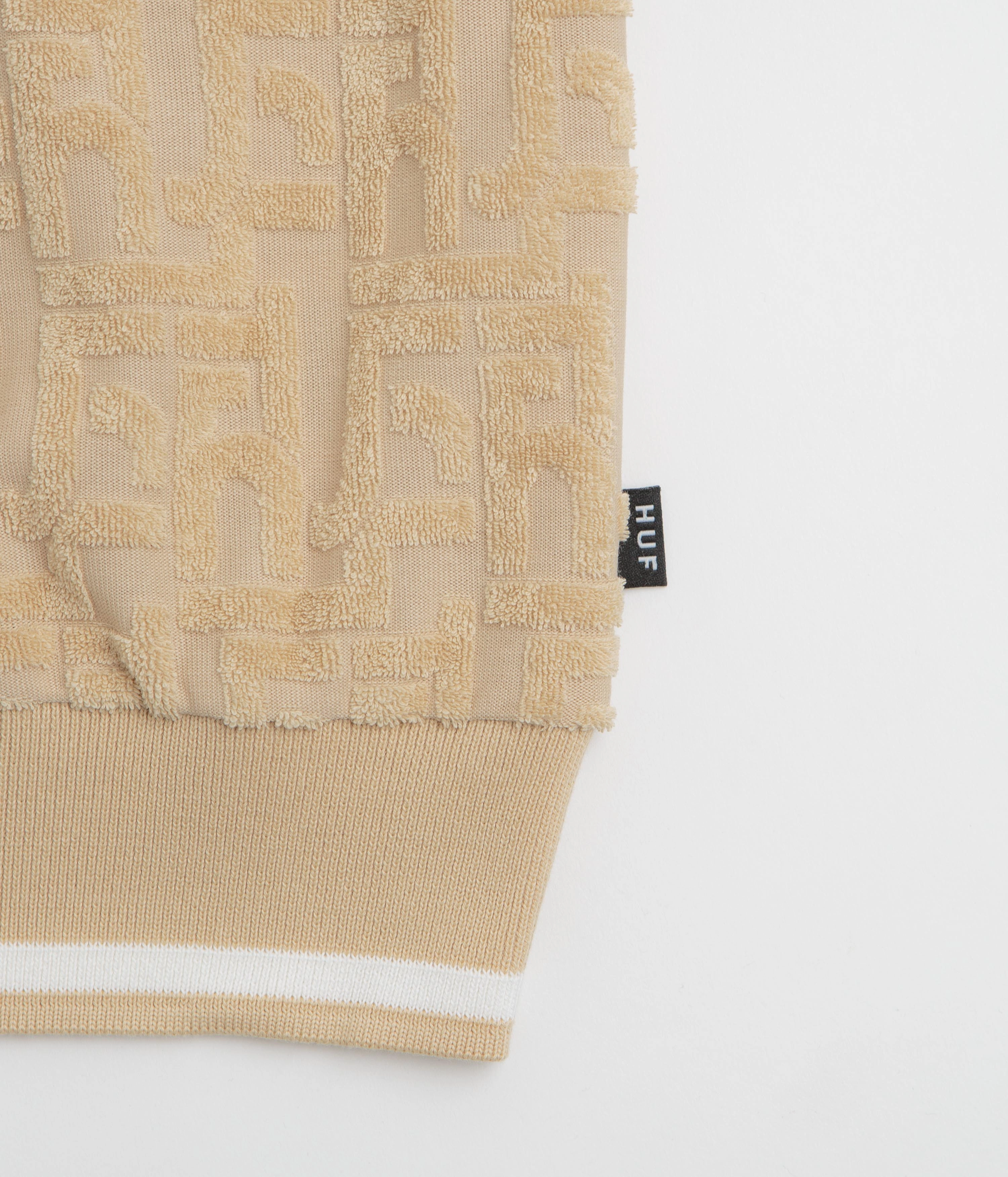 Reinforced Side Vents Two Tone Stitching HUF Tether Jacquard 1/4 Zip Polo Shirt - Twill