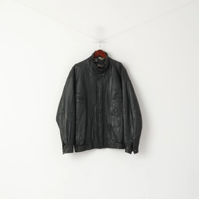 Kuang Huei Men L Jacket Black Leather Airways Airplane Flying Vintage Aero Zip Up Top Category Product