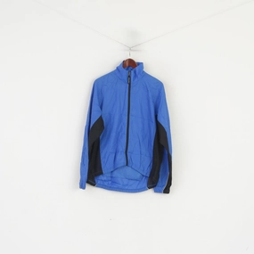 Ventour Men M Cycling Jacket Blue Bike Full Zipper Lightweight Windbreaker Top Stretch Knit Fabric Full Length Front Zipper