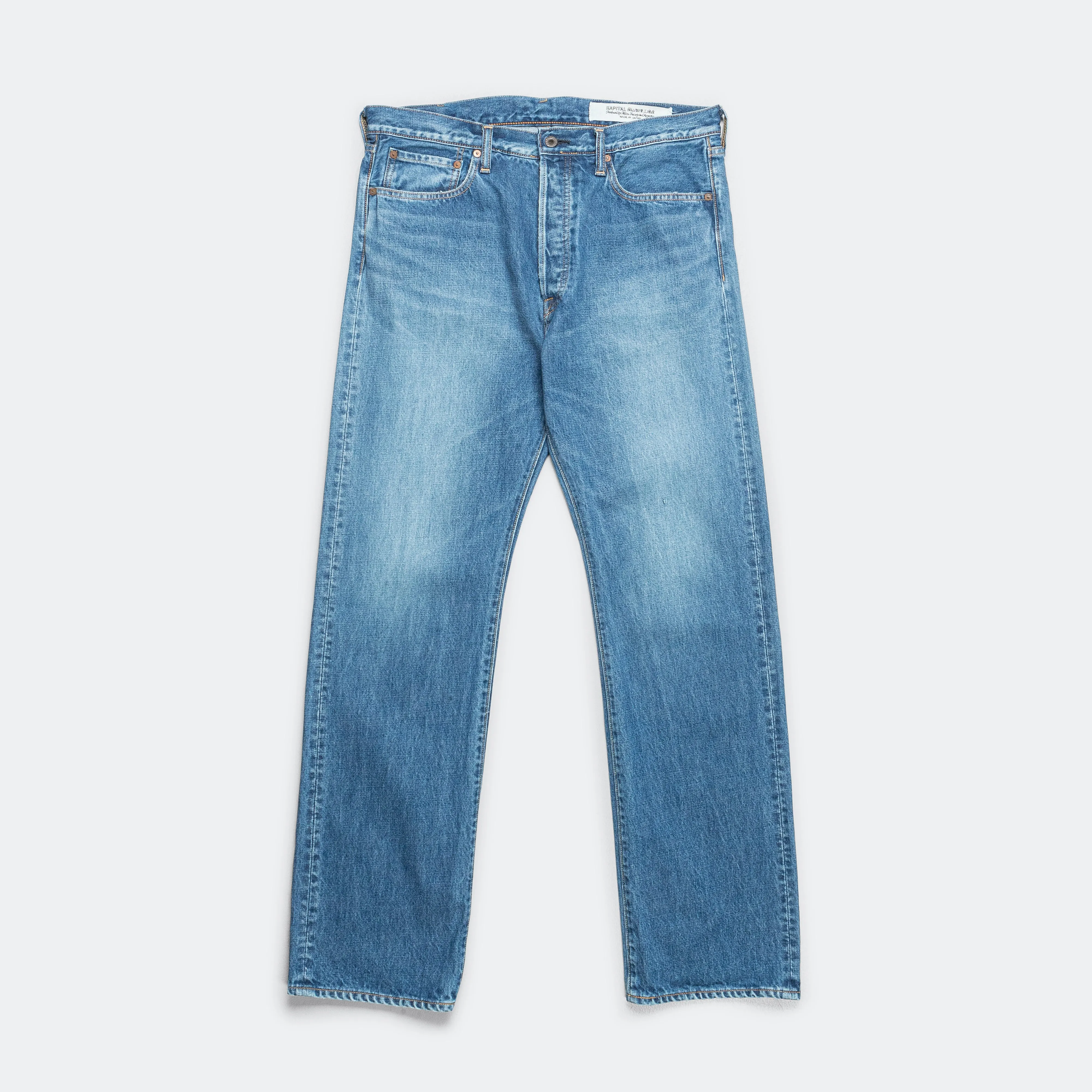 Mid Rise Structure 14oz Denim TH Straight - Midtone