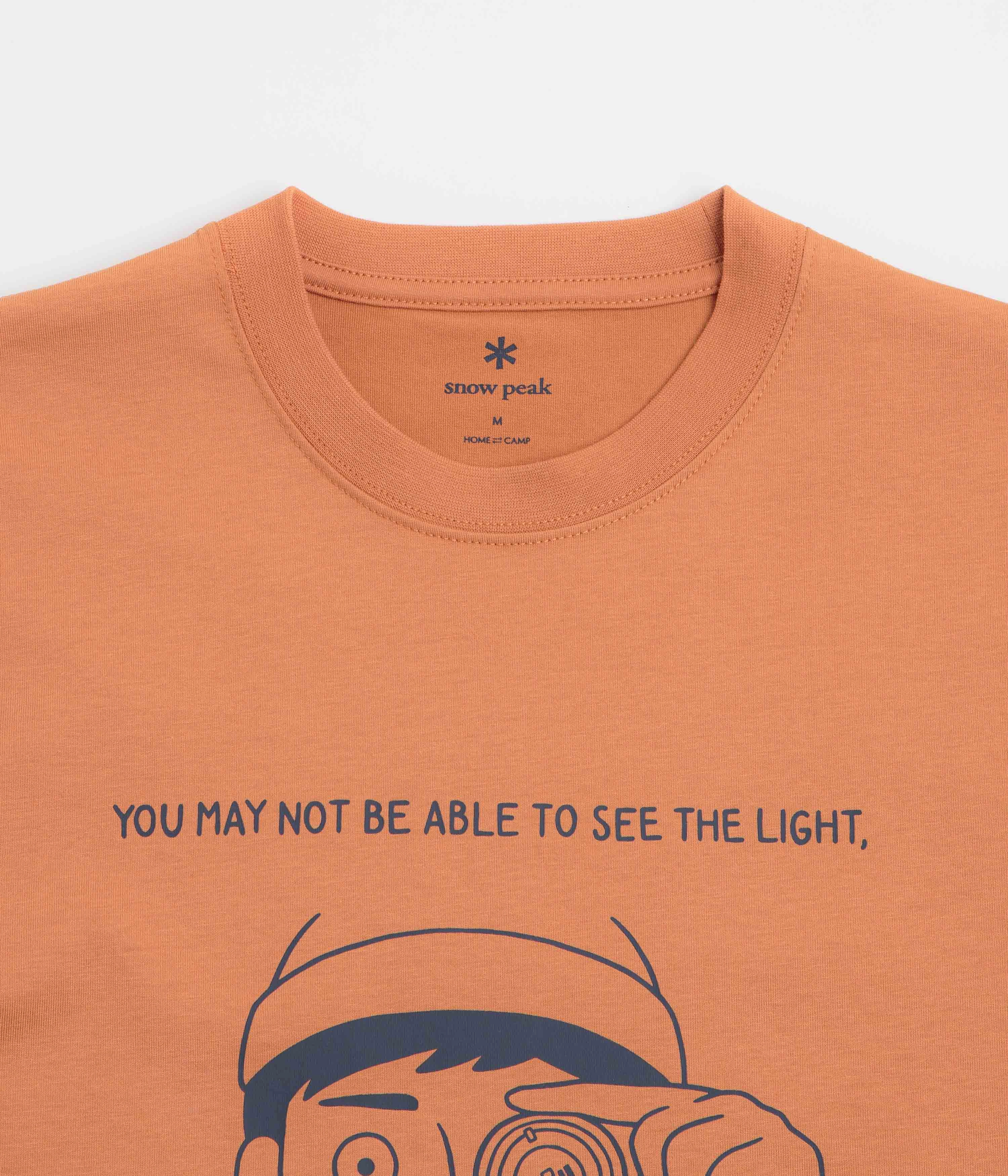 Snow Peak Lantern Eye T-Shirt - Orange Garment Dyed Finish Eco Friendly Dyes