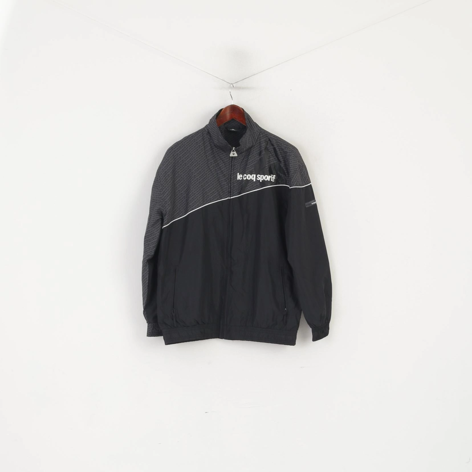 Le Coq Sportif Men S Jacket Black Vintage Sportswear Full Zip Lightweight Top Double Stitched Edging