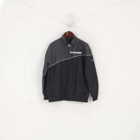 Le Coq Sportif Men S Jacket Black Vintage Sportswear Full Zip Lightweight Top Double Stitched Edging