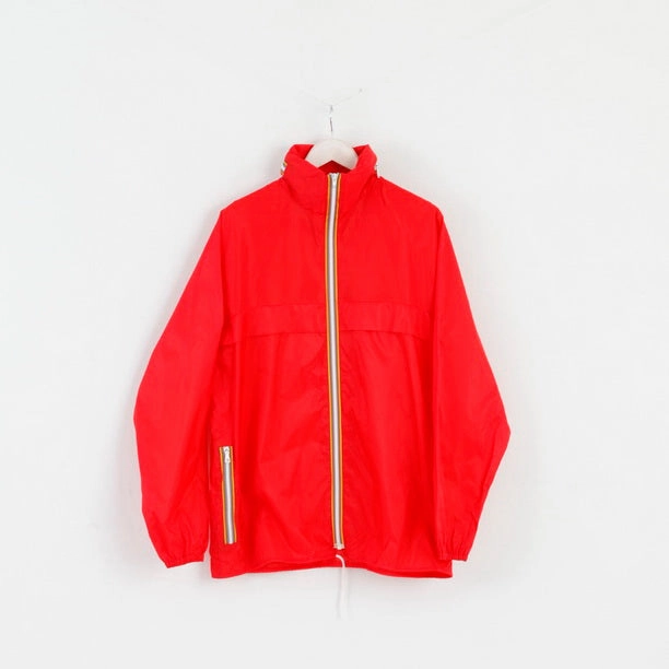 Excellence Rea Mens 52/54 L Rain Jacket Red Nylon Waterproof Hidden Hood Top