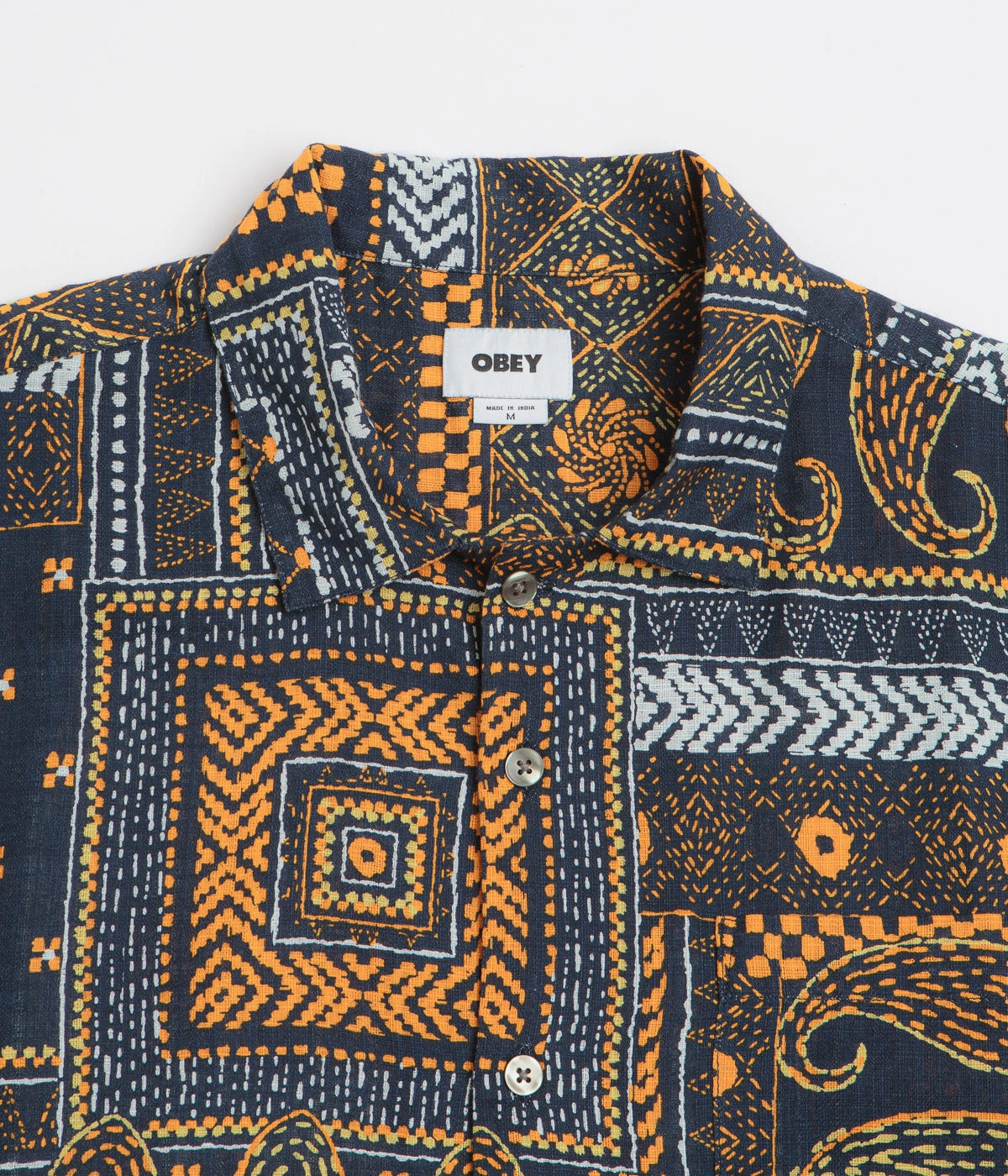 Sporty Look Obey Archie Short Sleeve Shirt - Navy Multi