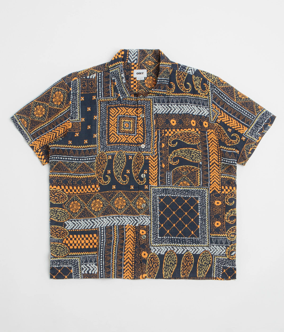 Summer Vibes Obey Archie Short Sleeve Shirt - Navy Multi