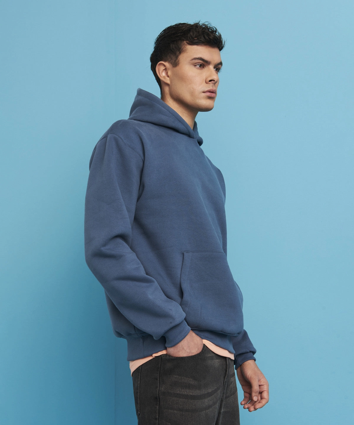 Tapir like Contrast Stitching Heavyweight Signature Hoodie | DEEP BLACK