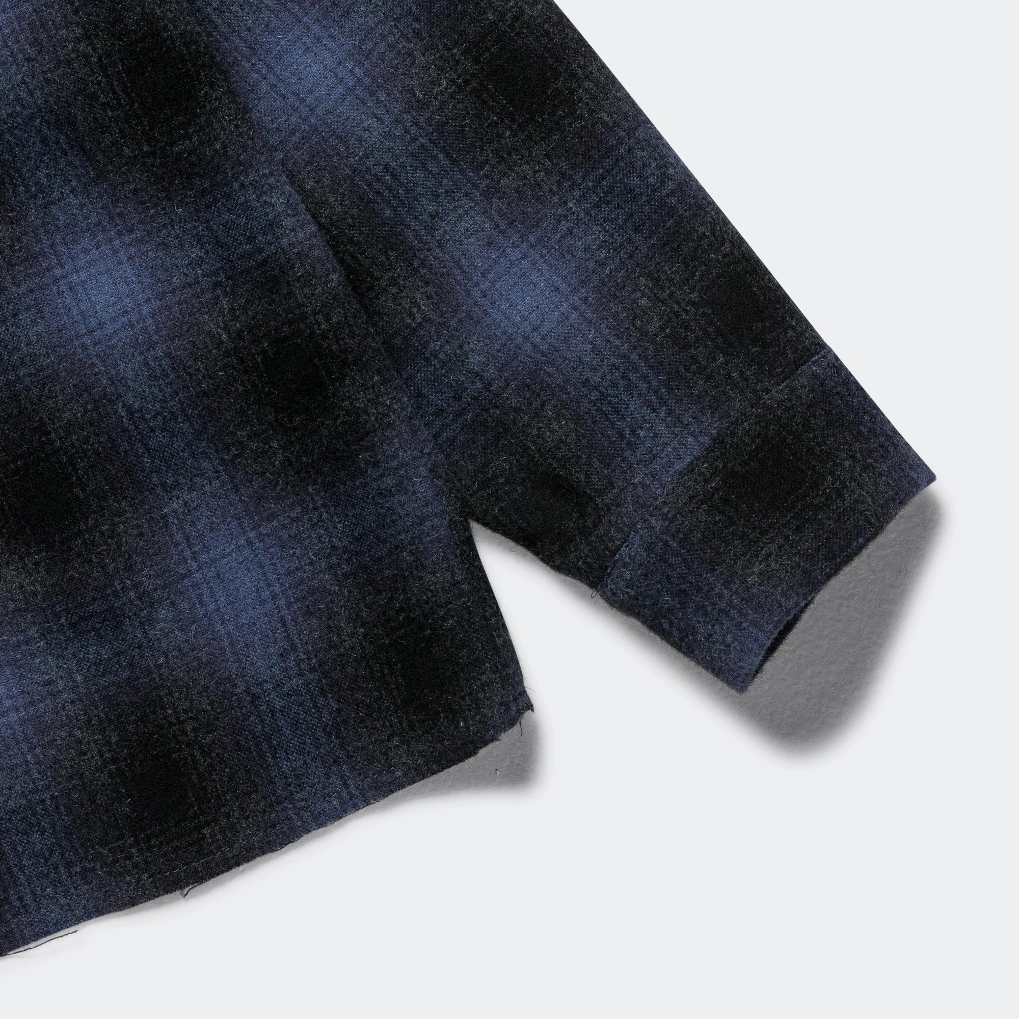 Raw Hem Overshirt - Navy Plaid Smooth Seam Finish Gym Wear