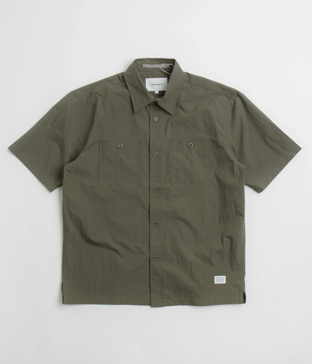 Abrasion Resistant Edges Norse Projects Ivan Tech Poplin Short Sleeve Shirt - Ivy Green