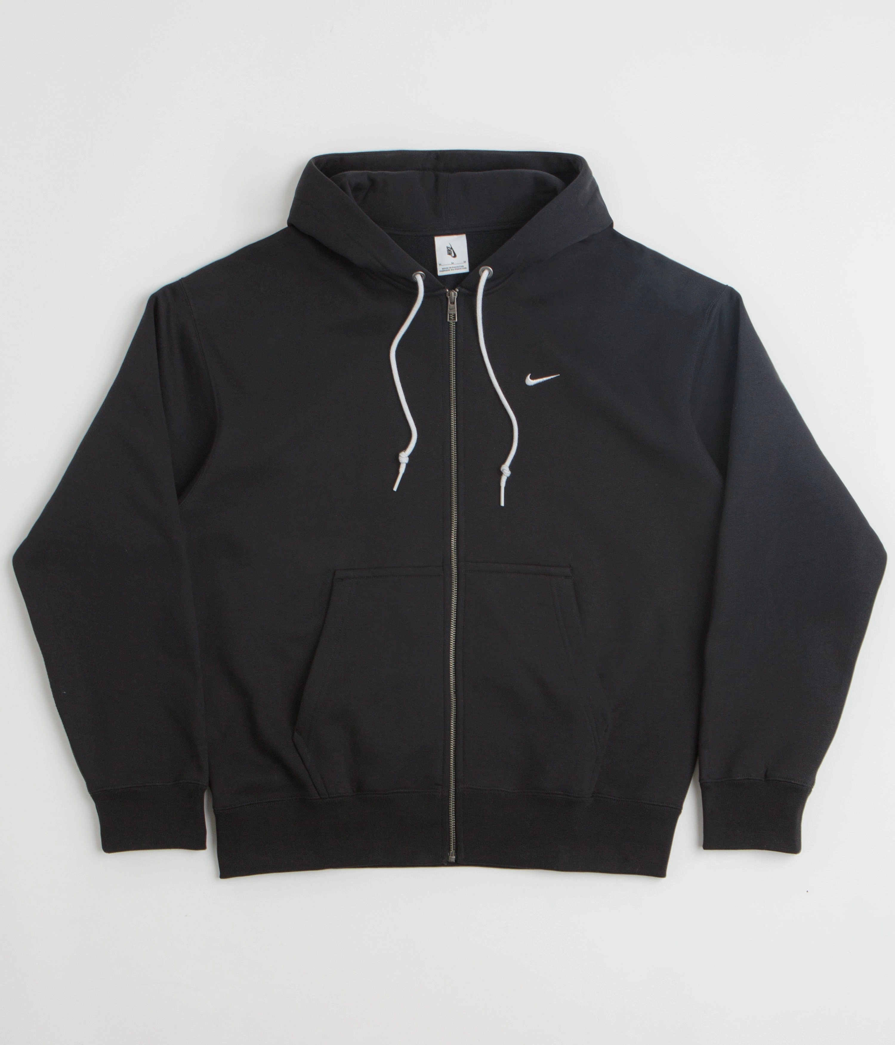 Nike Solo Swoosh Full Zip Hoodie - Black / White uniqueness