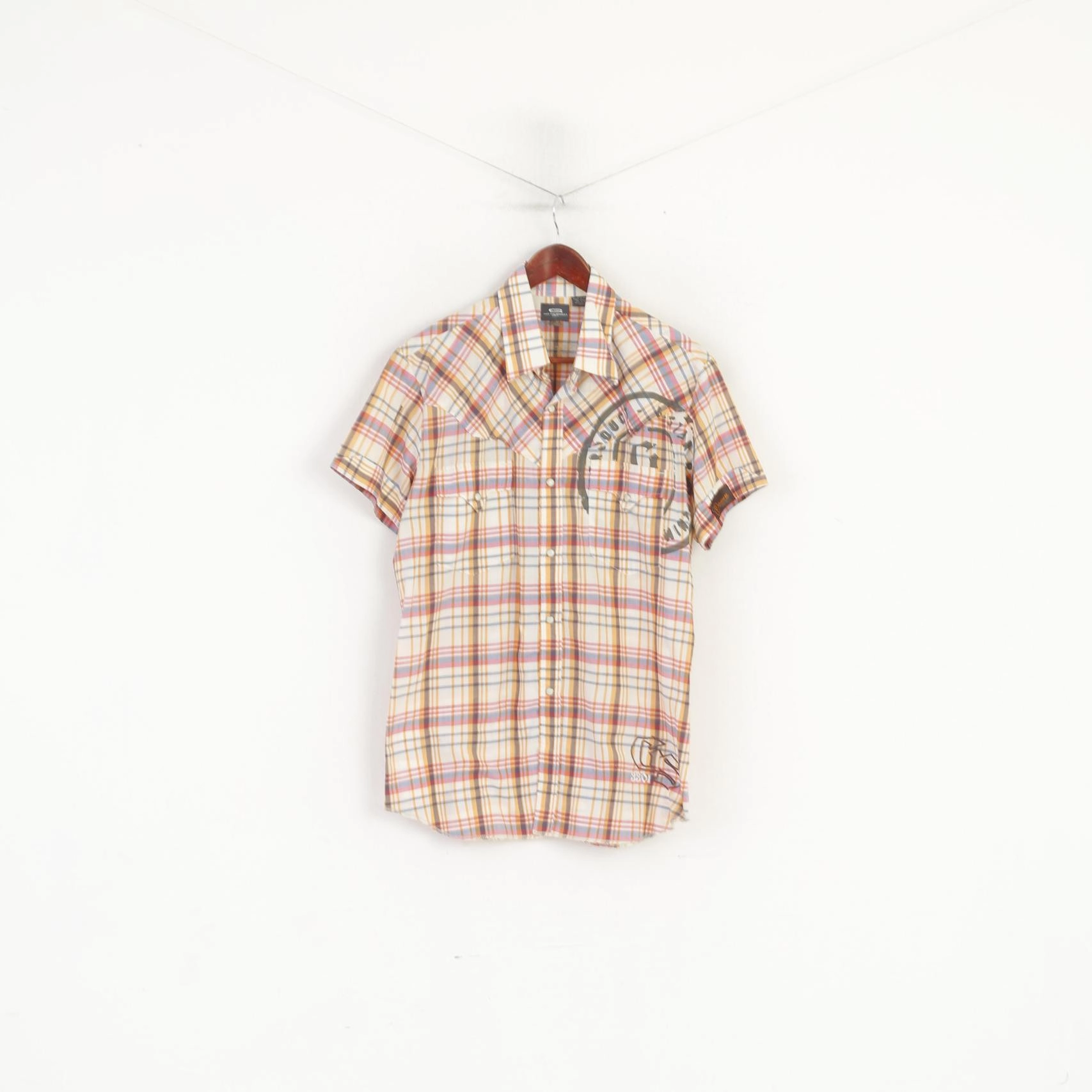 Non Iron Fabric G-Star Raw Men XL (L) Casual Shirt Multicolour Check Cotton Snap Pocket Slim Fit Top