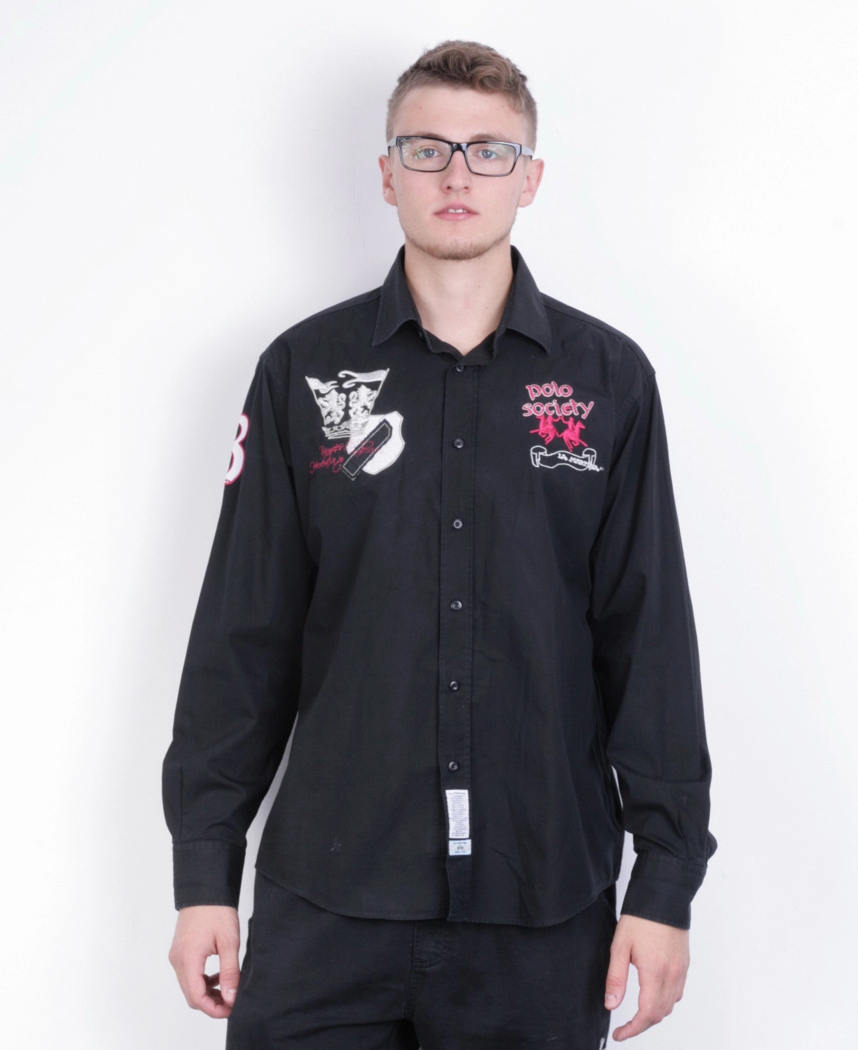 Stretch Fit Technology La Martina Mens 2XL Casual Shirt Black Cotton Polo Society XXL