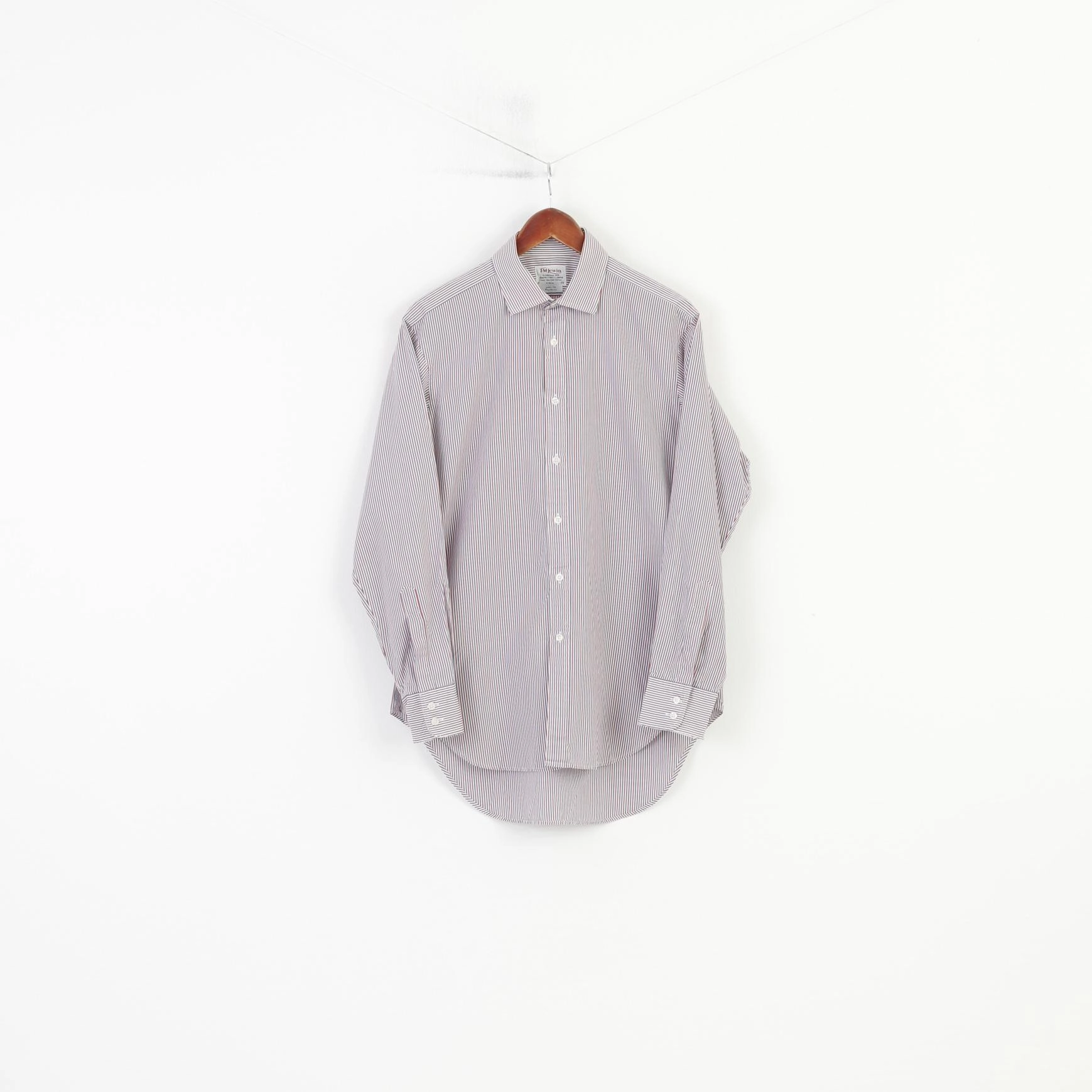 TM Lewin Men 16 35 L Casual Shirt Blue Red Striped Long Sleeve  Cotton Lewin 100  Fit Classic Top EasyCare Fabric