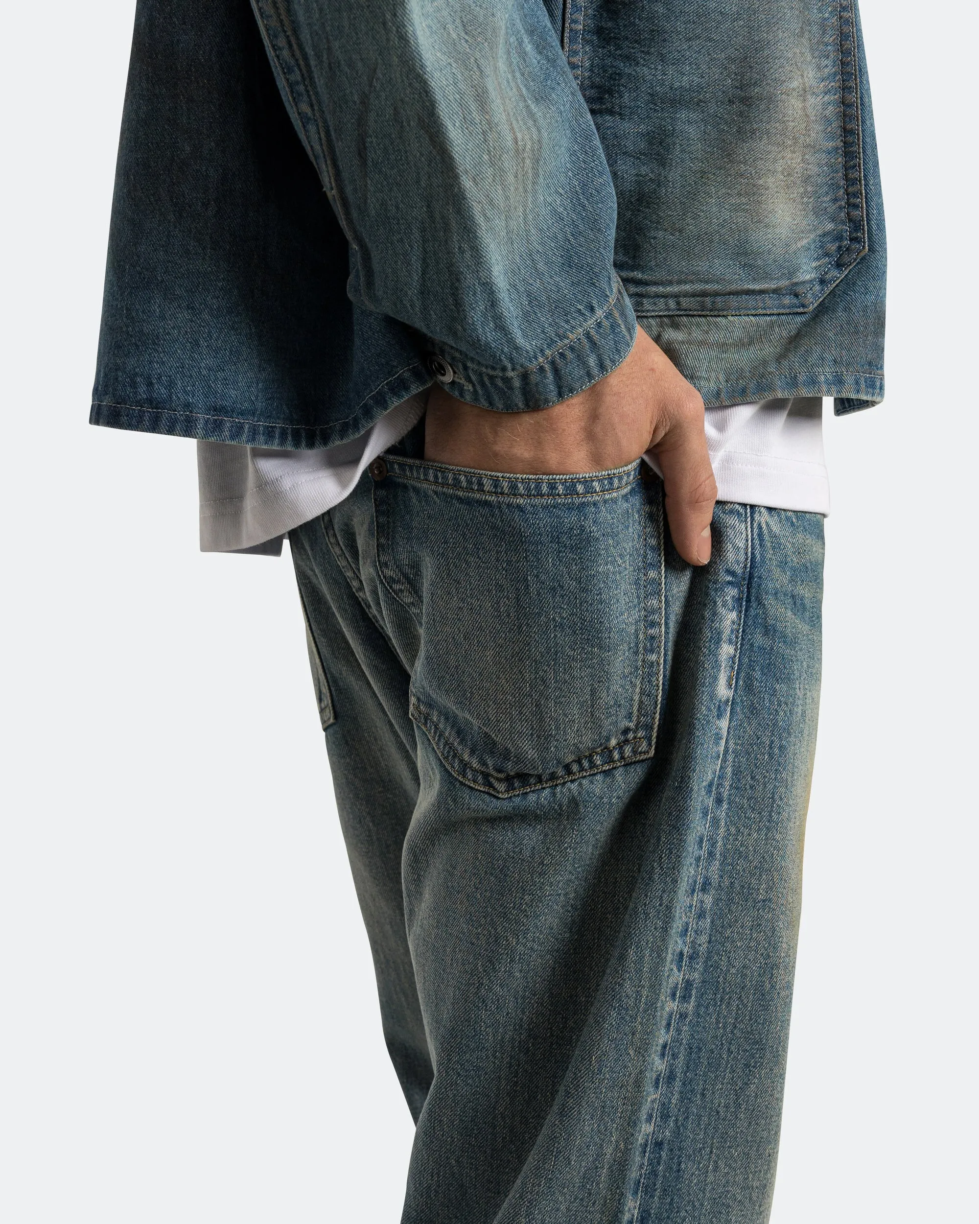 Casual Solution Relaxed Style City Walk Trend Setter No.2 Washed Denim Pants - Indigo