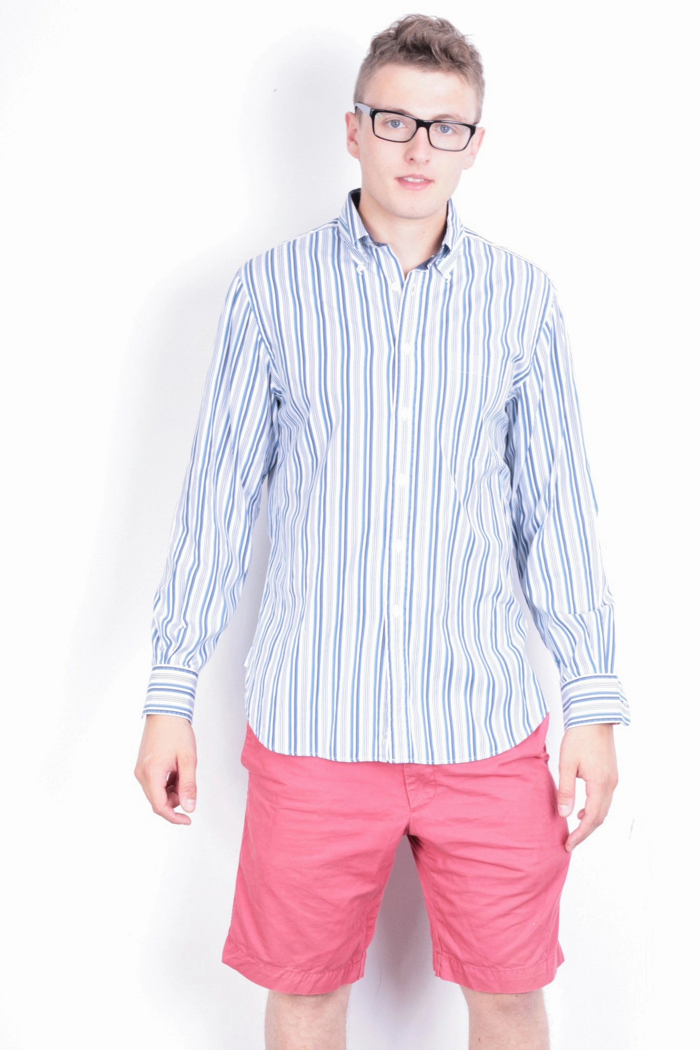 Embroidered Detail Charles Tyrwhitt Mens M Casual Shirt Striped Buttons Down Collar Cotton