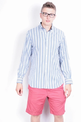 Embroidered Detail Charles Tyrwhitt Mens M Casual Shirt Striped Buttons Down Collar Cotton