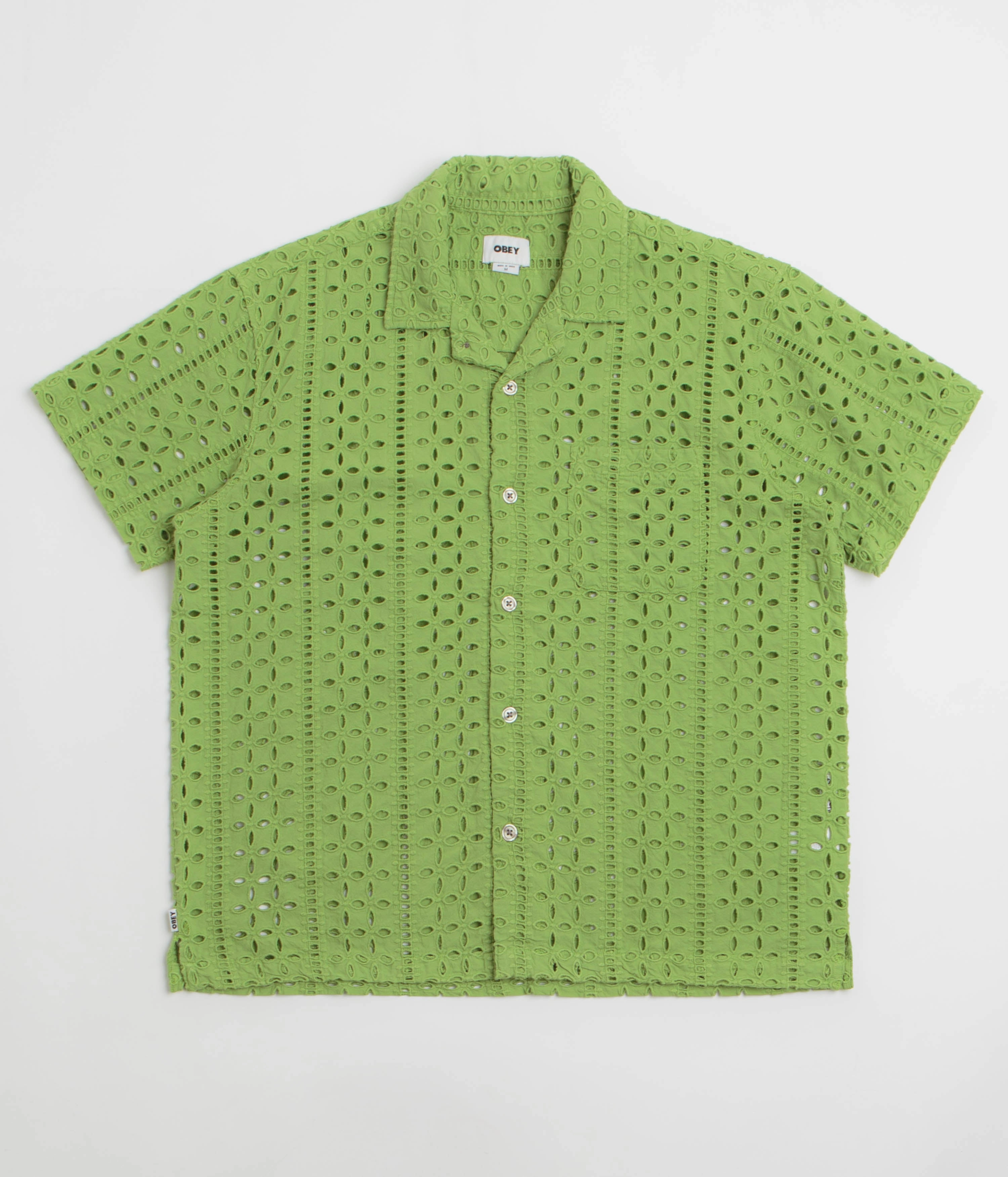 Pocket Detail Fashion-Forward Obey Ayers Short Sleeve Shirt - Piquant Green