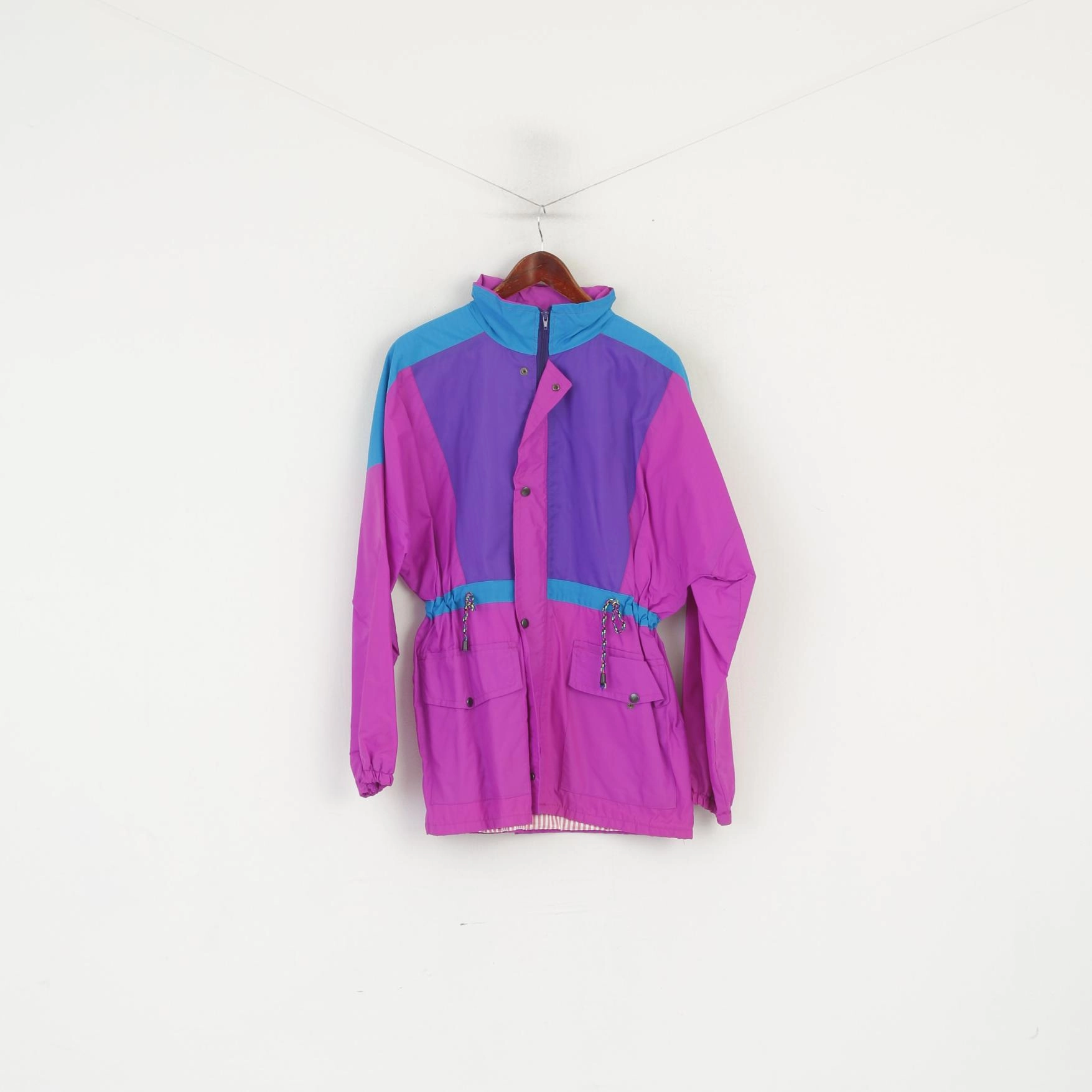 Vintage Men S Jacket Pink Purple Nylon Waterproof Outdoor Festival Parka suitable for modeling