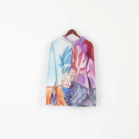 Vintage Men S M Sweatshirt Multicolour Shiny Hooded Dragon Ball Top Solid Color Street Ready