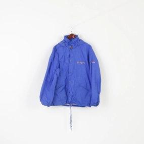 Vintage Men XL Jacket Blue Nylon Phil Collins Dance into Europe 1977 Hood Top Ideal mountain scene