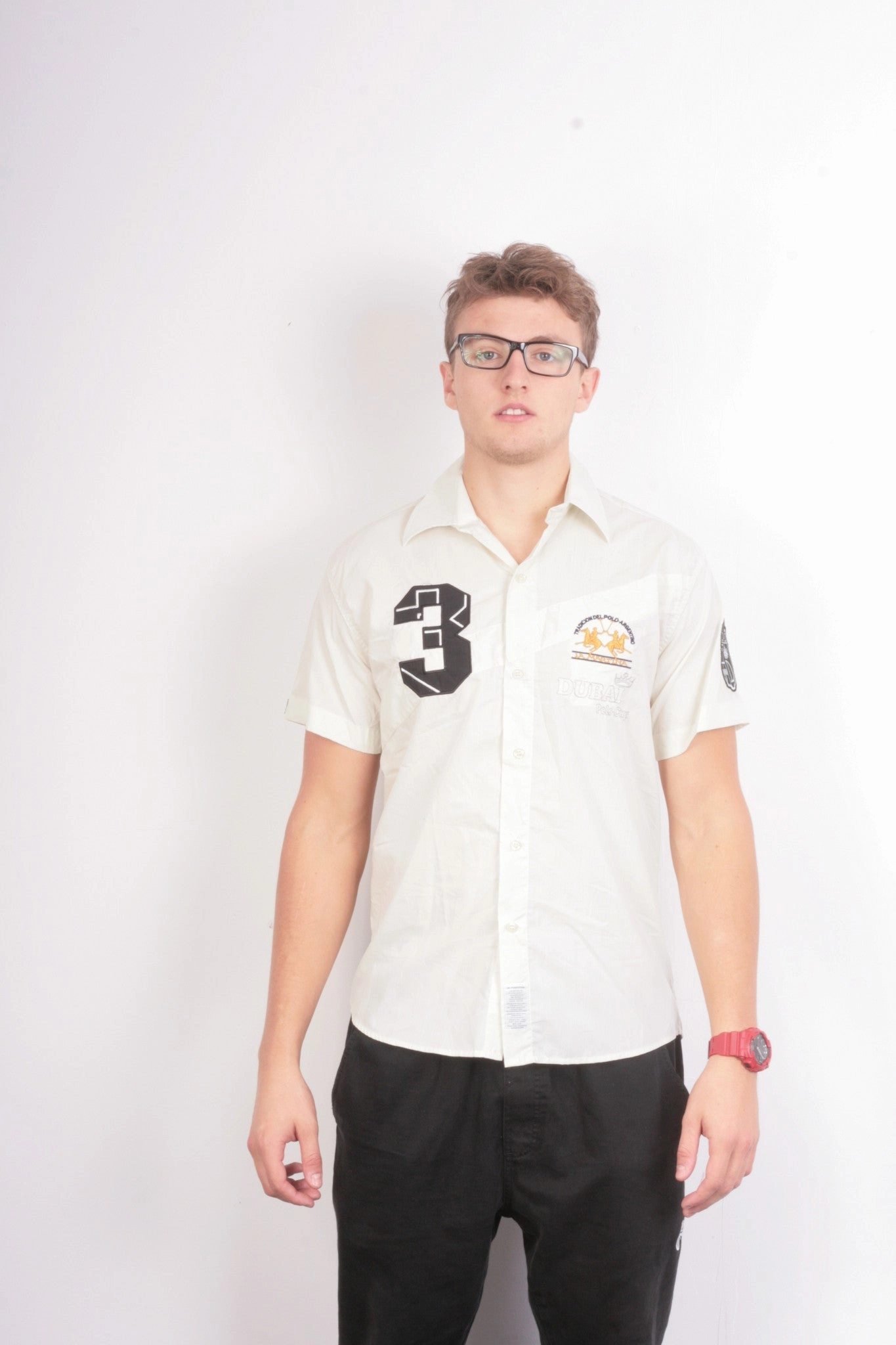 La Martina Mens L Casual Shirt Dubai Polo Short Sleeve Cotton Non Restrictive Fit Inner Layer