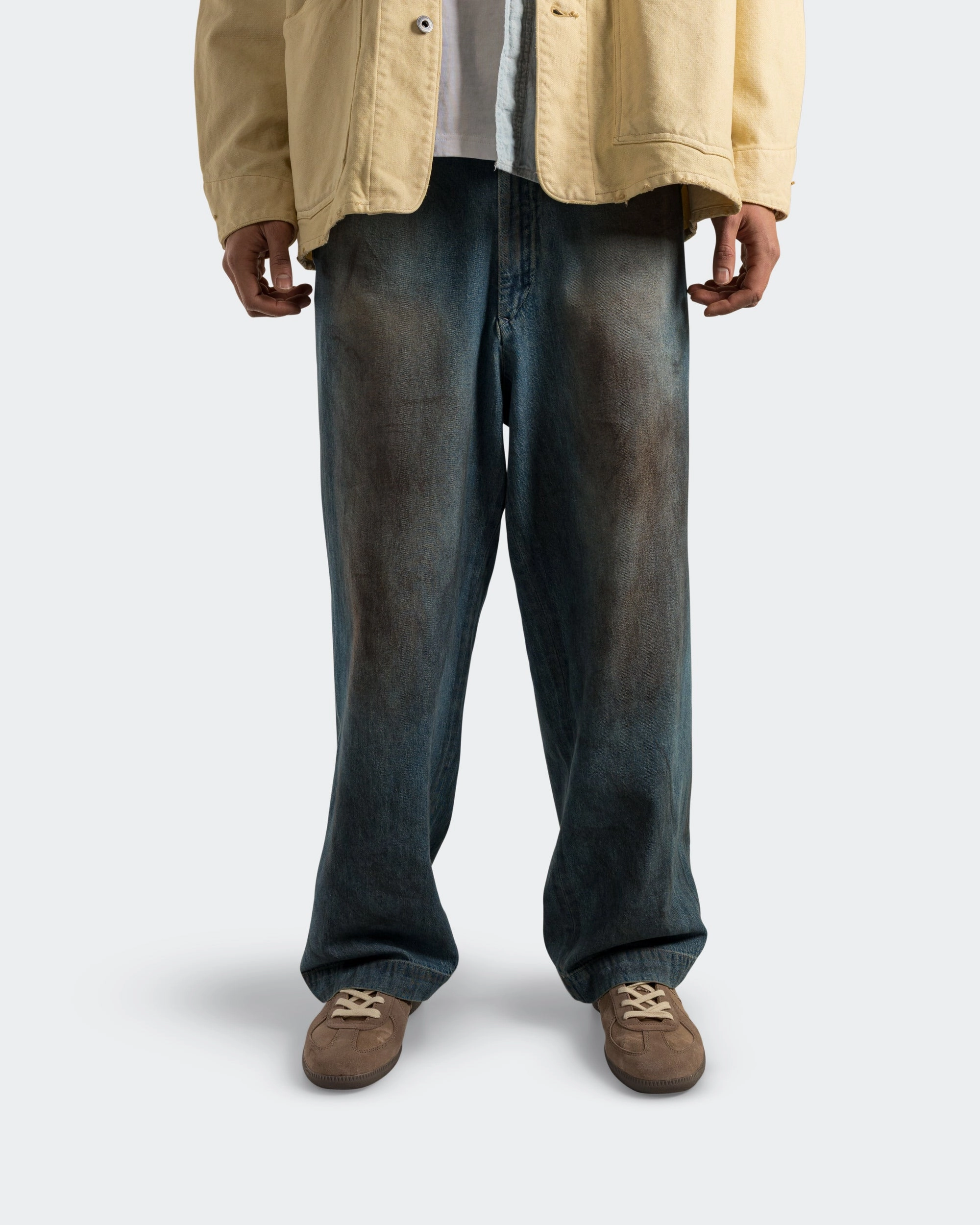 Vintage Washed Denim Work Pants - Indigo FlexibleKneePanels Perfect Look