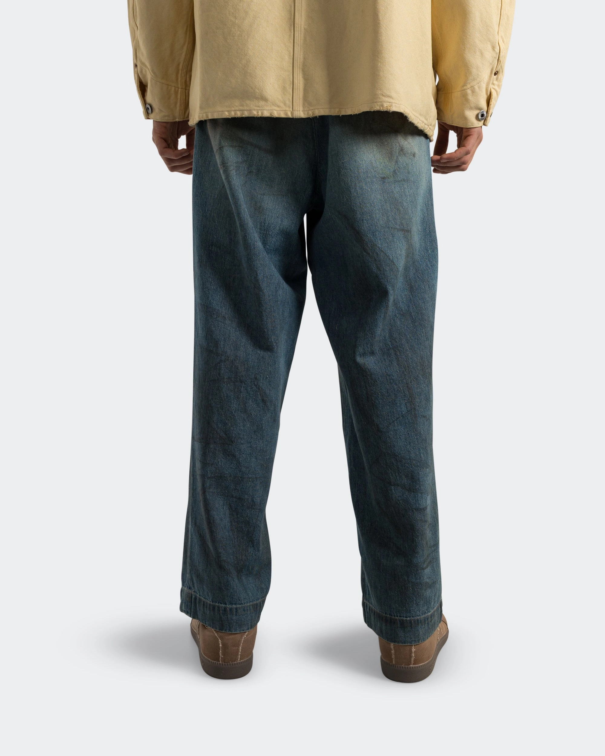 Vintage Washed Denim Work Pants - Indigo Seamless construction Chilly Wear