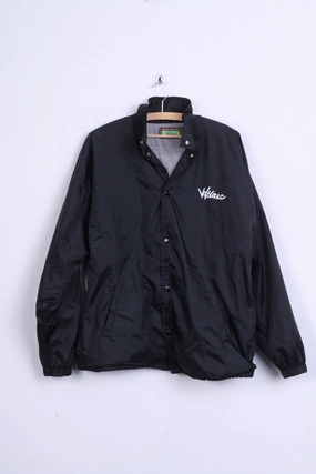 Button-up Volblanc Mens L Jacket Black Hooded Top Stand Up Collar Clasp