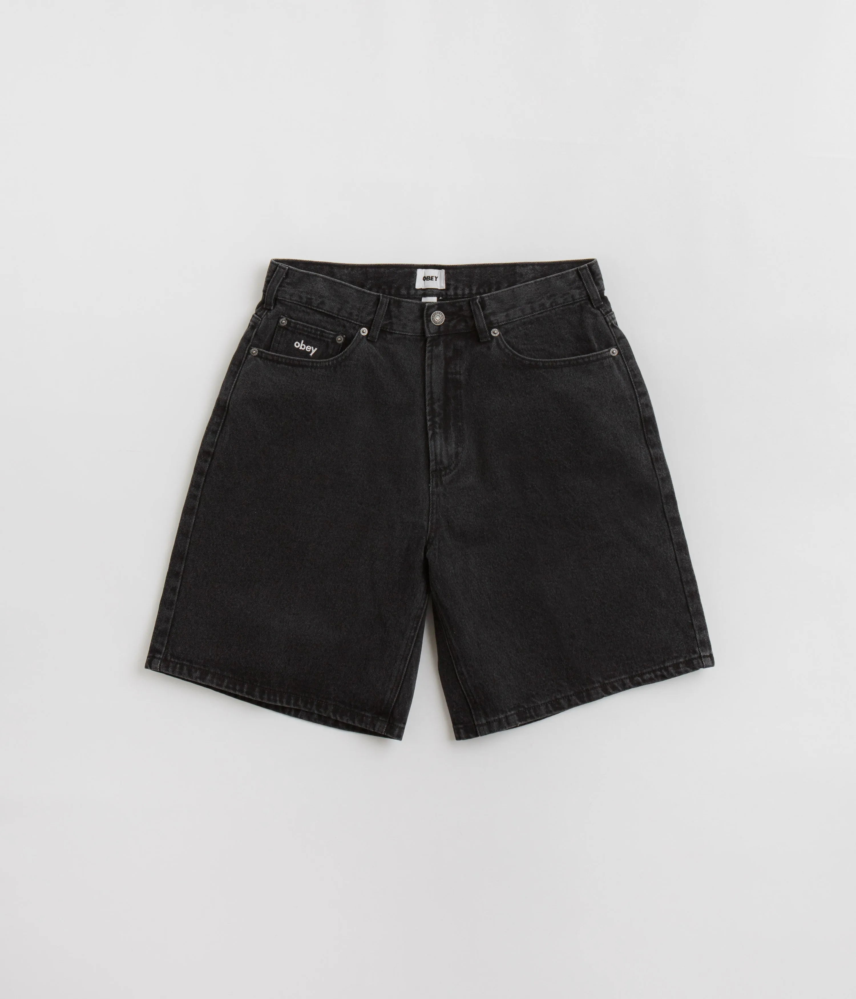 Obey Bigwig Baggy Denim Shorts - Faded Black easy-care item