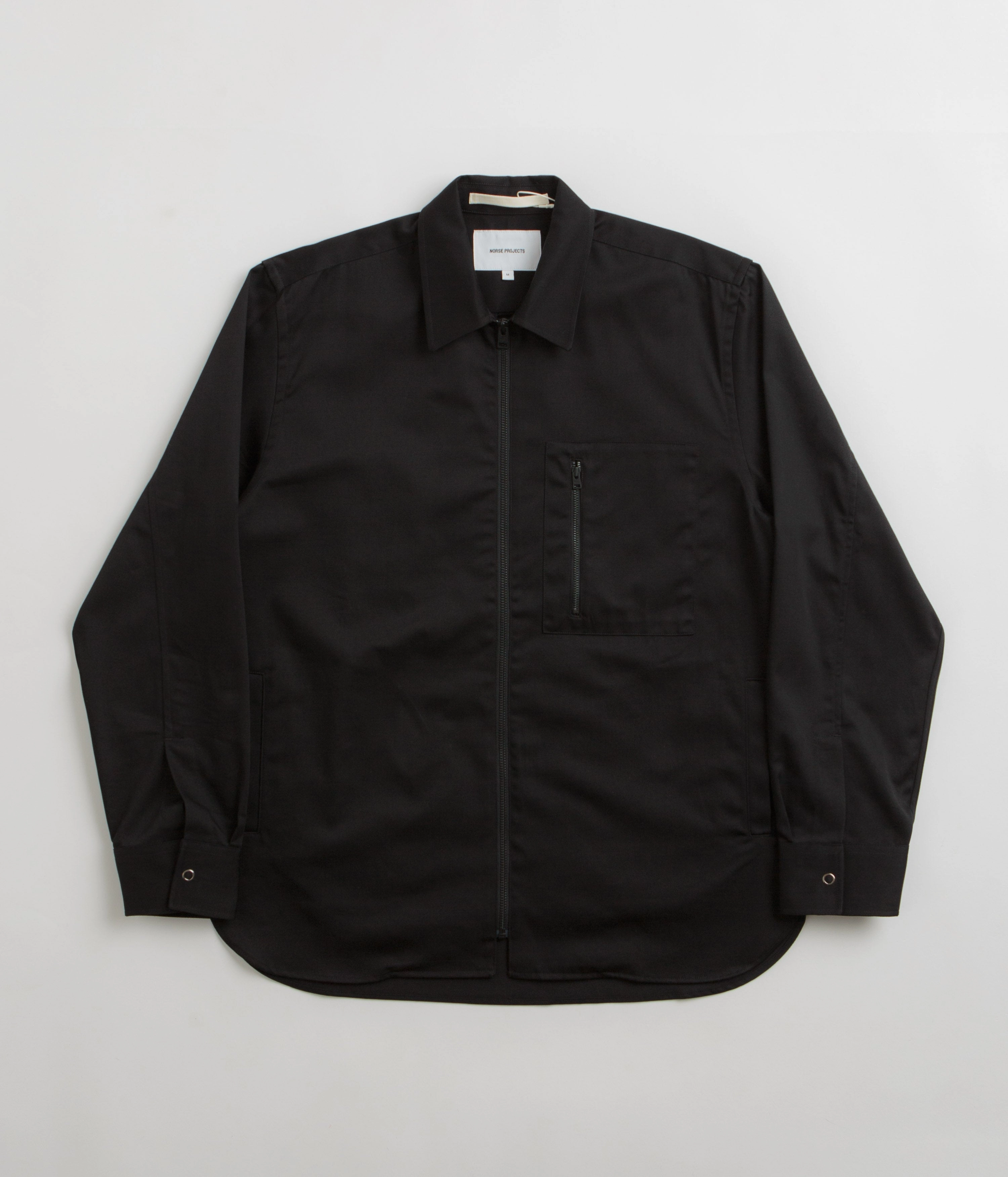 Norse Projects Ulrik Gabardine Zipped Overshirt - Black Indication
