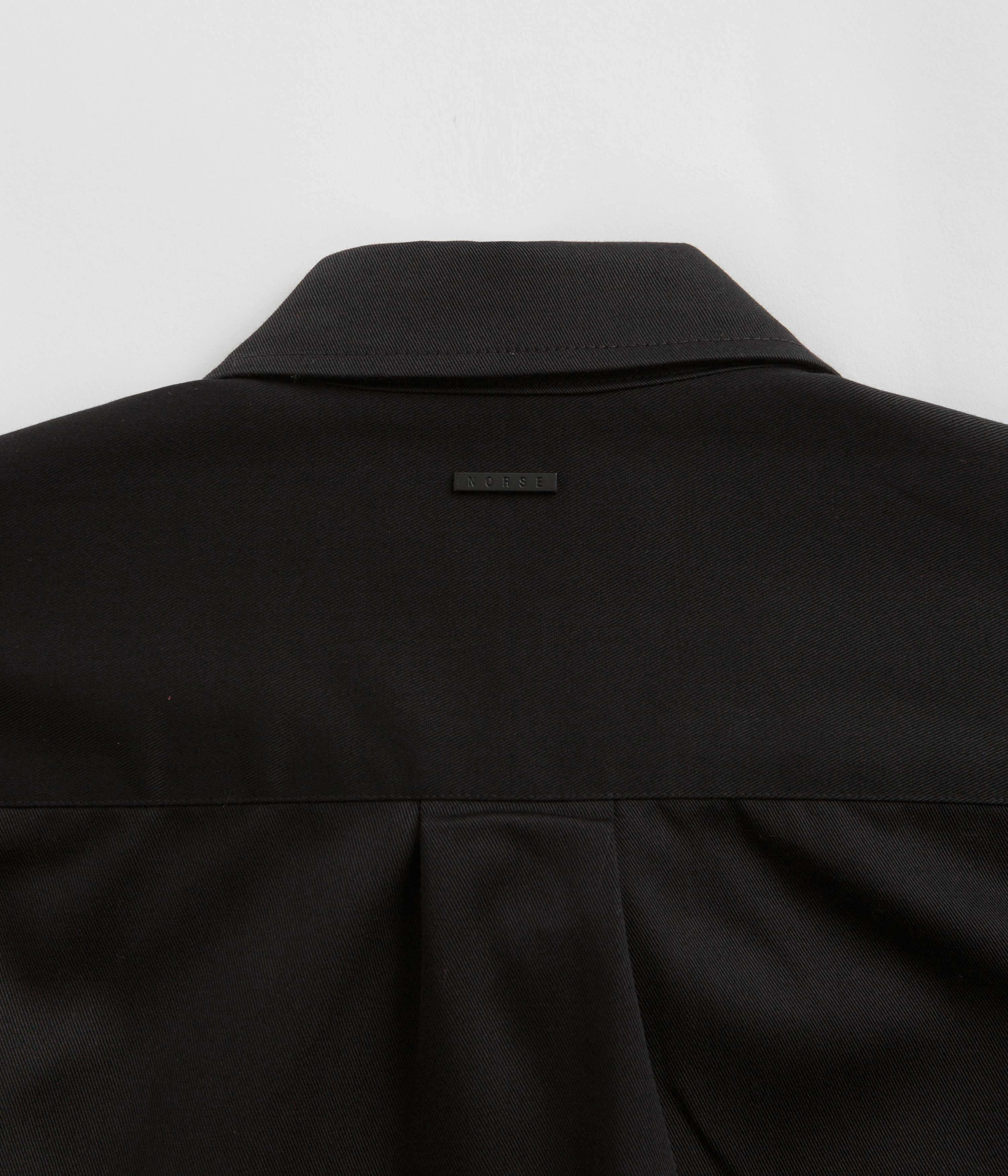 Button-up Temperature Regulating Fabric Norse Projects Ulrik Gabardine Zipped Overshirt - Black