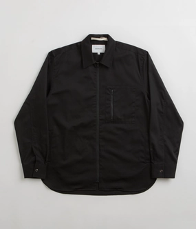 Norse Projects Ulrik Gabardine Zipped Overshirt - Black Indication