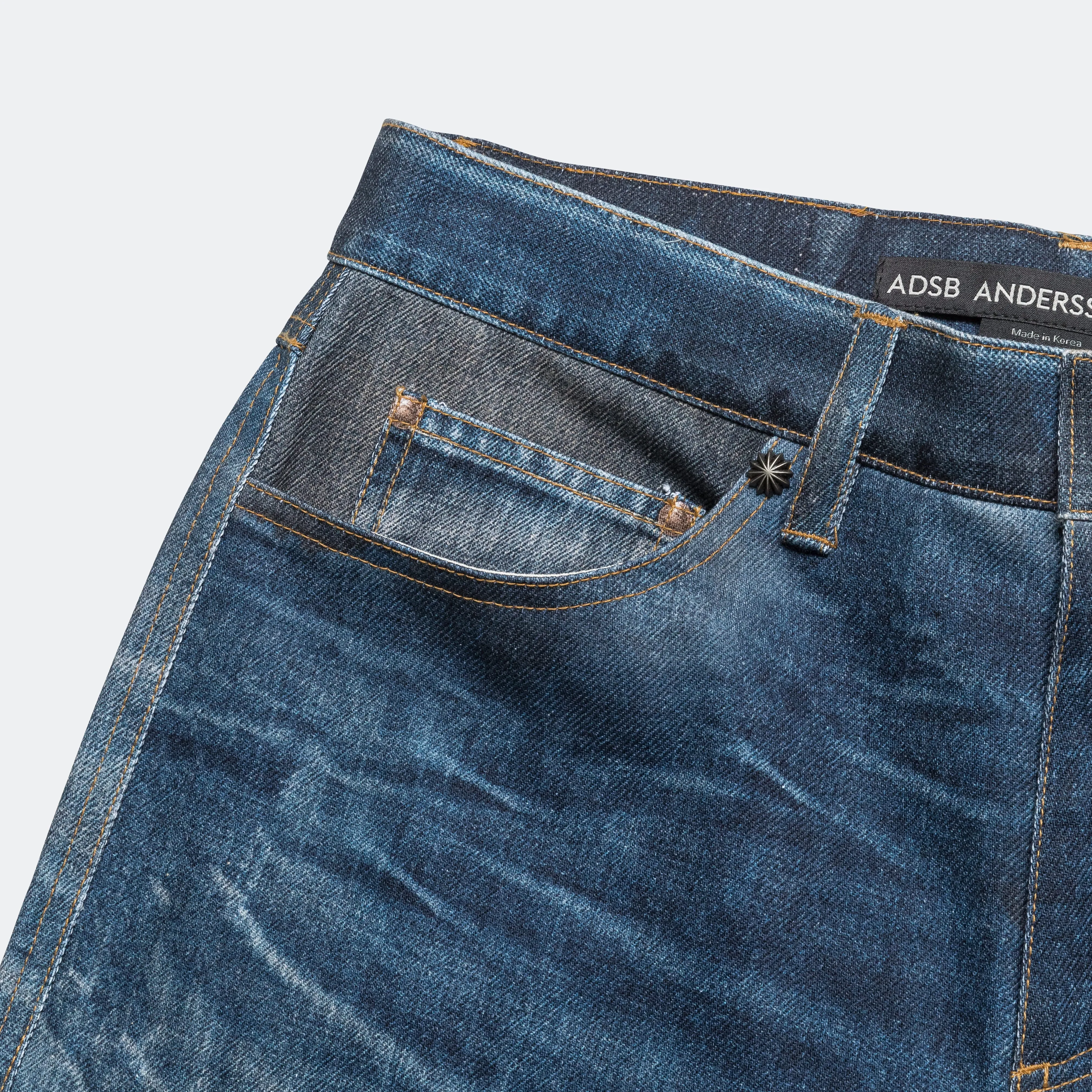 Patchwork Printed Denim Jeans - Blue Foundation Piece