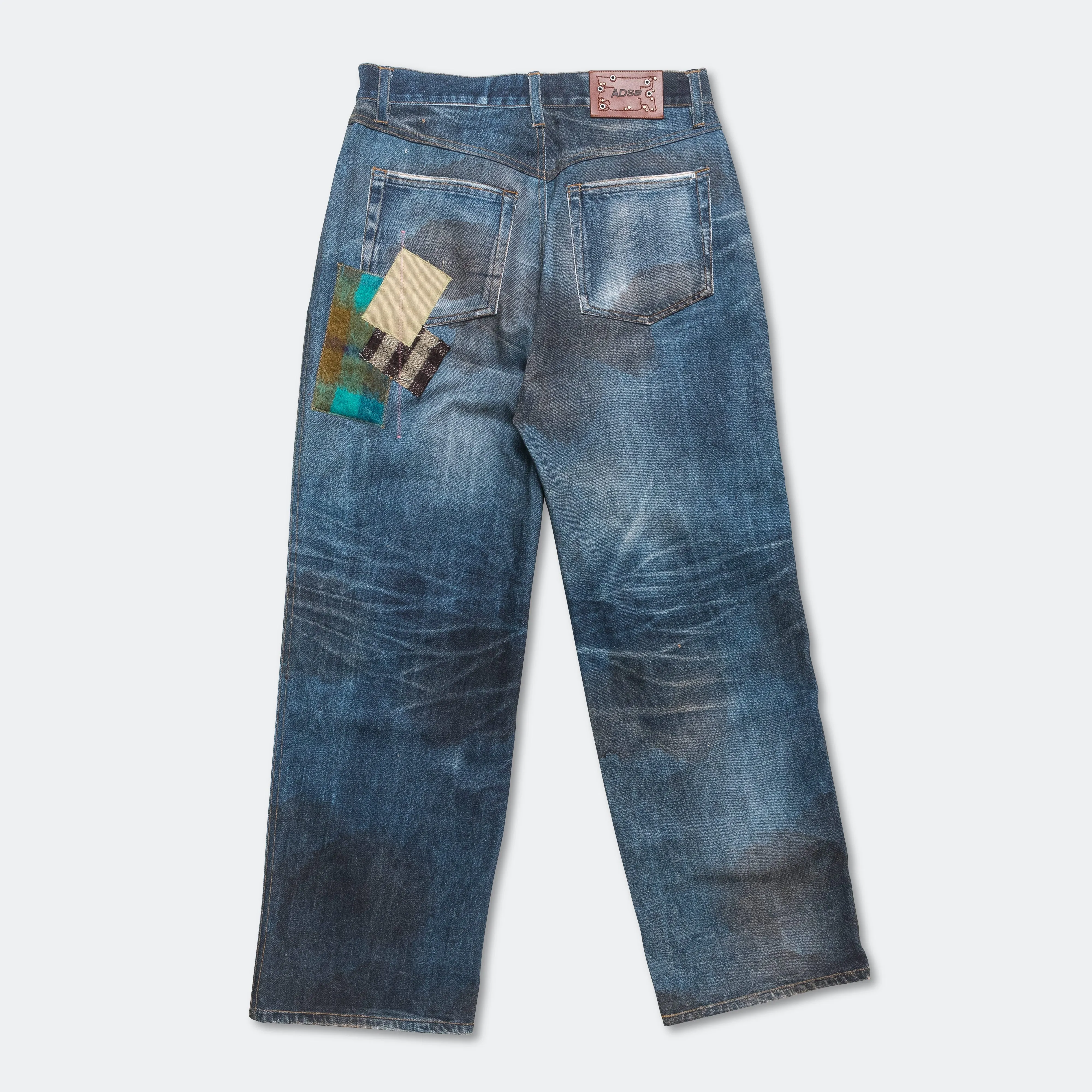 Breathable Fit Patchwork Printed Denim Jeans - Blue