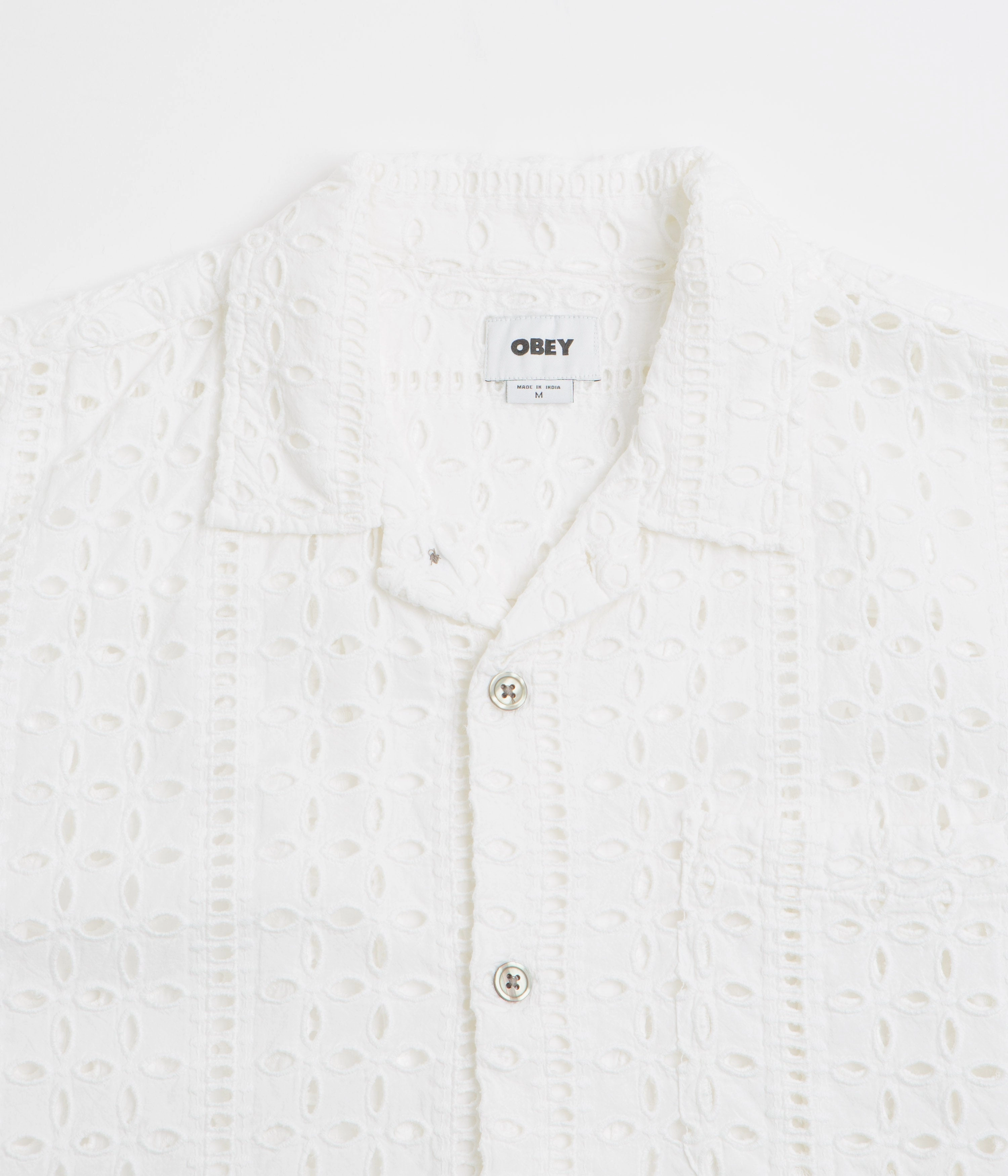 Stretchable Cloth Obey Ayers Short Sleeve Shirt - White