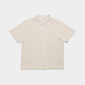 Gustav Crochet Jersey Shirt - Oatmeal Lace Accent