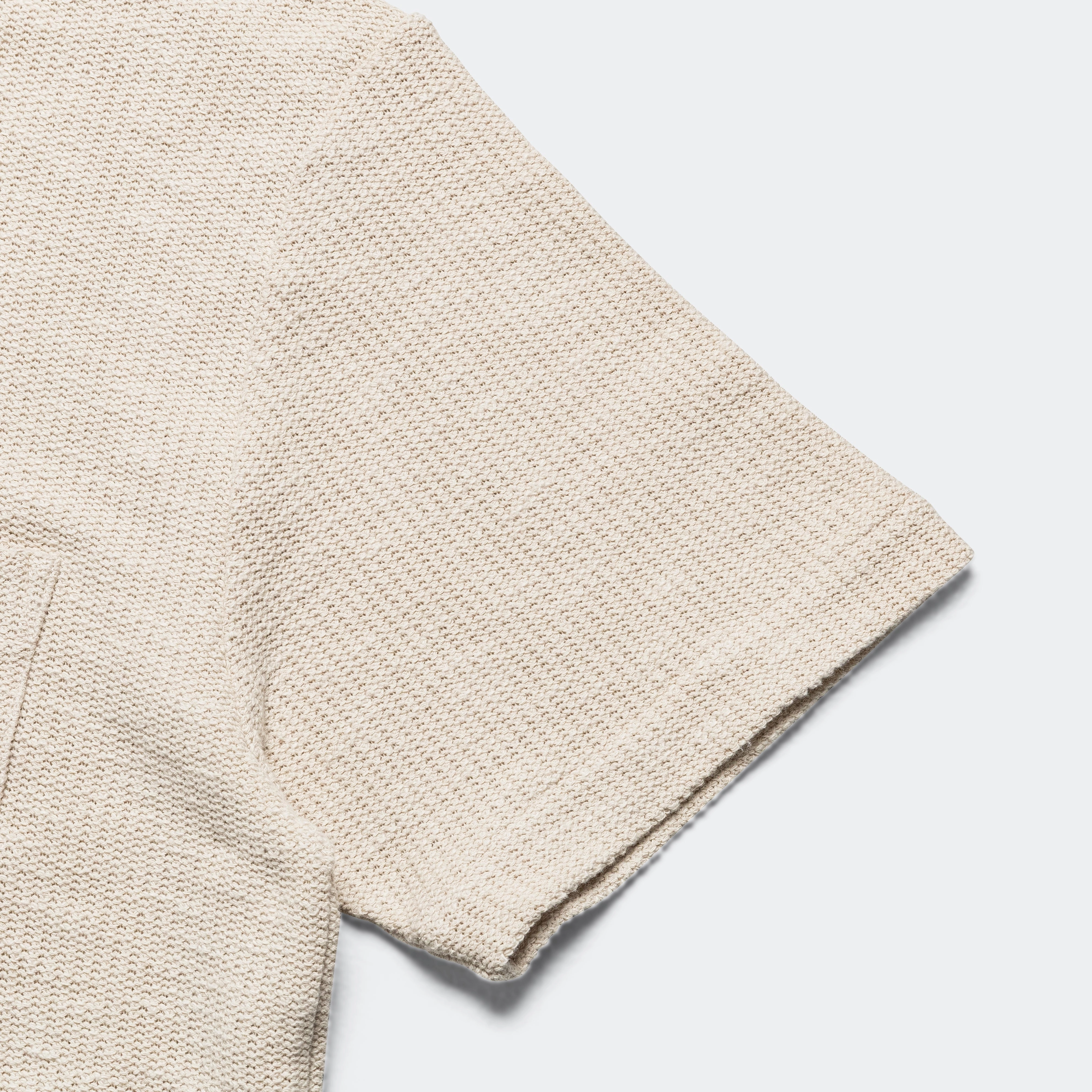 Relaxed Vibe Patterned Texture Gustav Crochet Jersey Shirt - Oatmeal