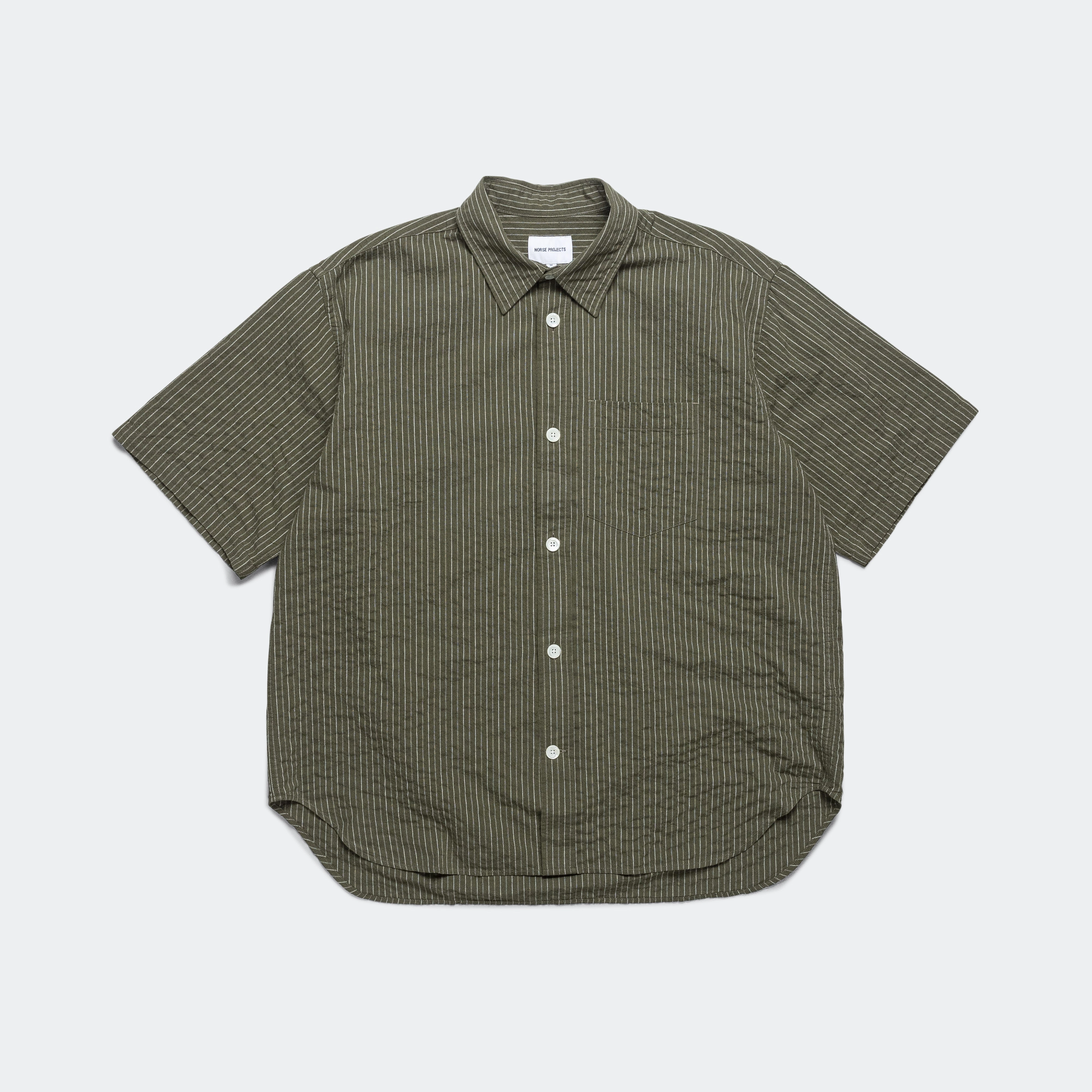 BBQ Party Ole Oversized Stripe SS Shirt - Moss Green