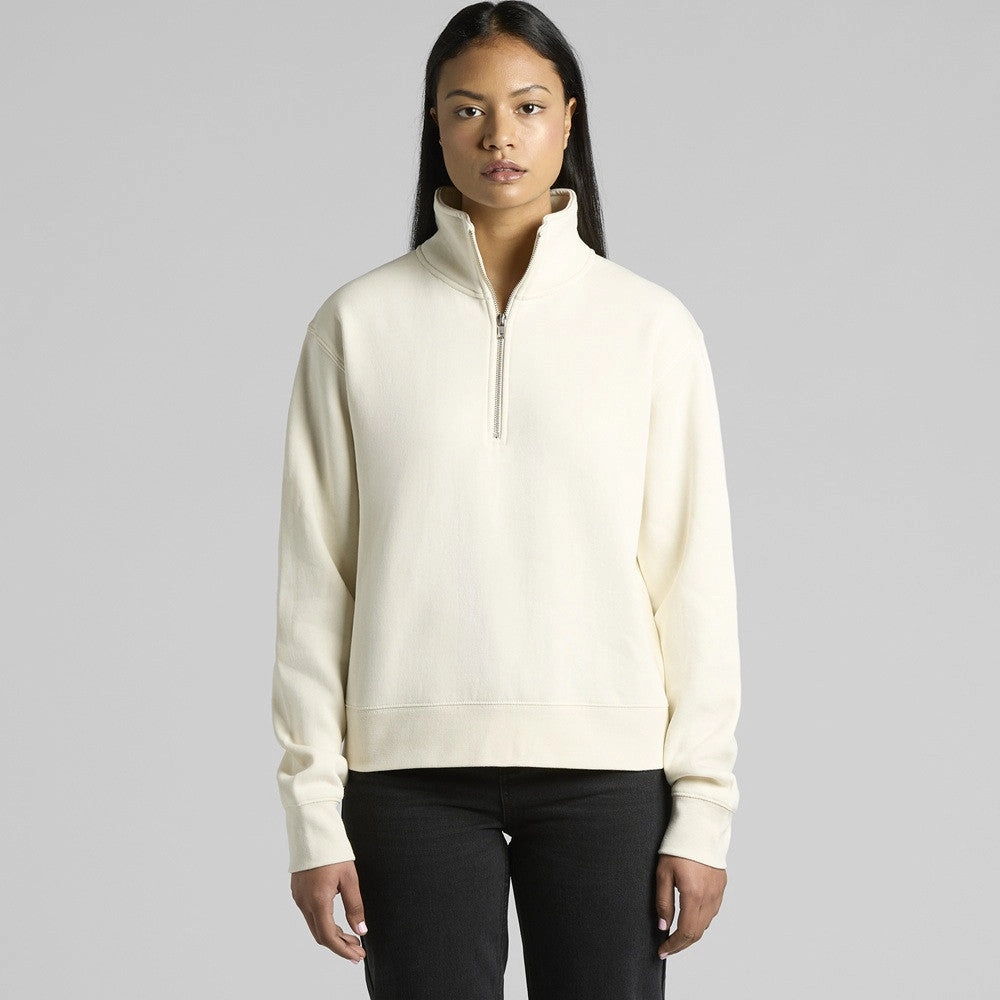 Womens Stencil Half Zip Crew | ECRU Easy Care