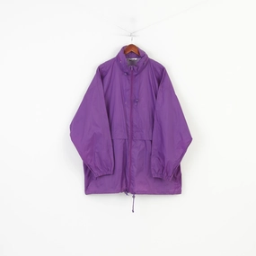Reinforced Stress Points night Clan Men XL Jacket Purple Vintage Lightweight Hidden Hood Full Zipper Nylon Raincoa Top
