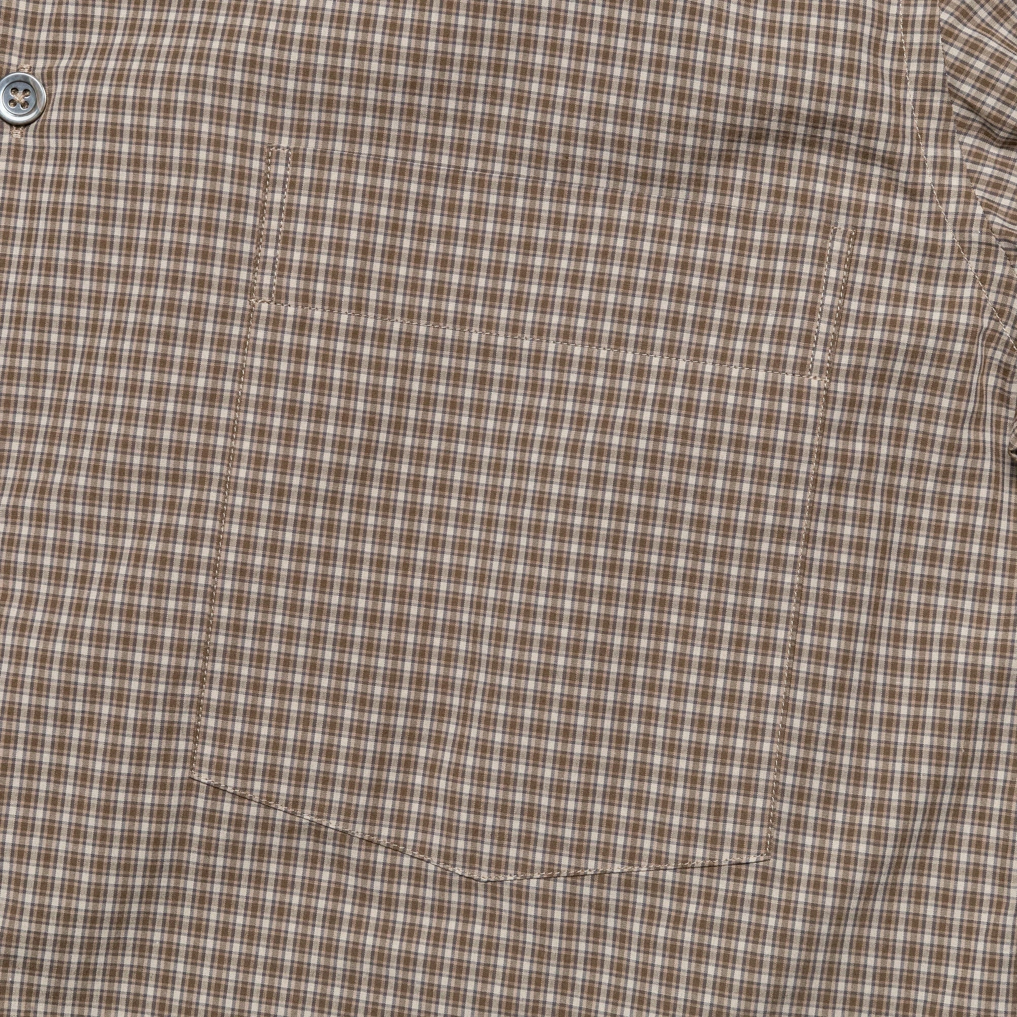Basic Shirt - Small Check Cotton Poplin Stone/Khaki Soft Texture Sustainable production
